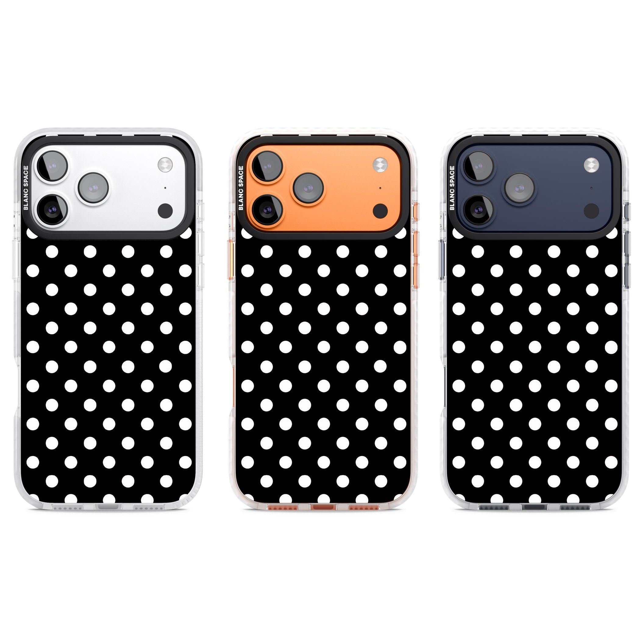 Designer Chic Black Polka Dot iPhone 17 Pro Impact Clear Phone Case APT Impact Protection