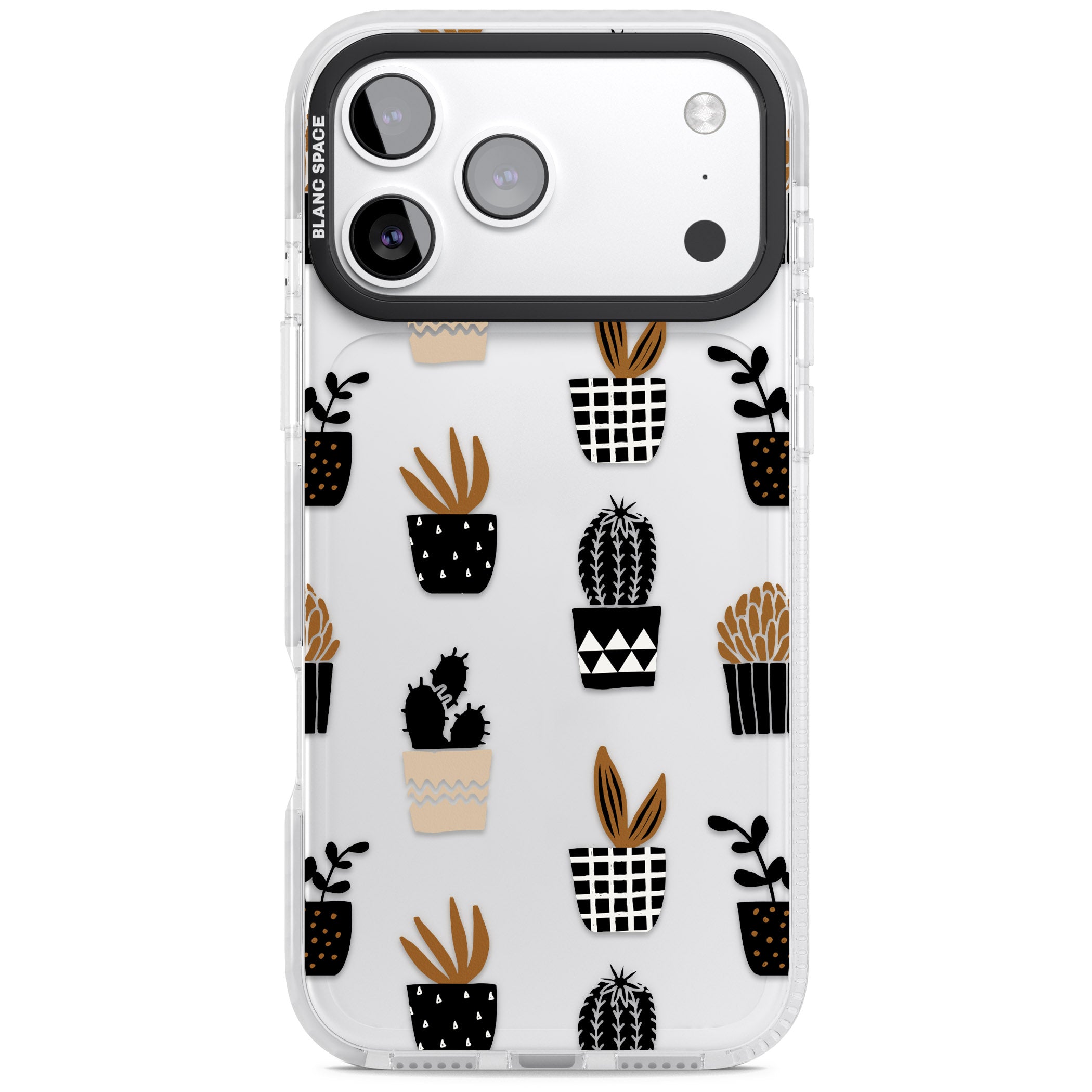 Large Mixed Plants Pattern Clear iPhone 17 Pro Impact Clear Phone Case