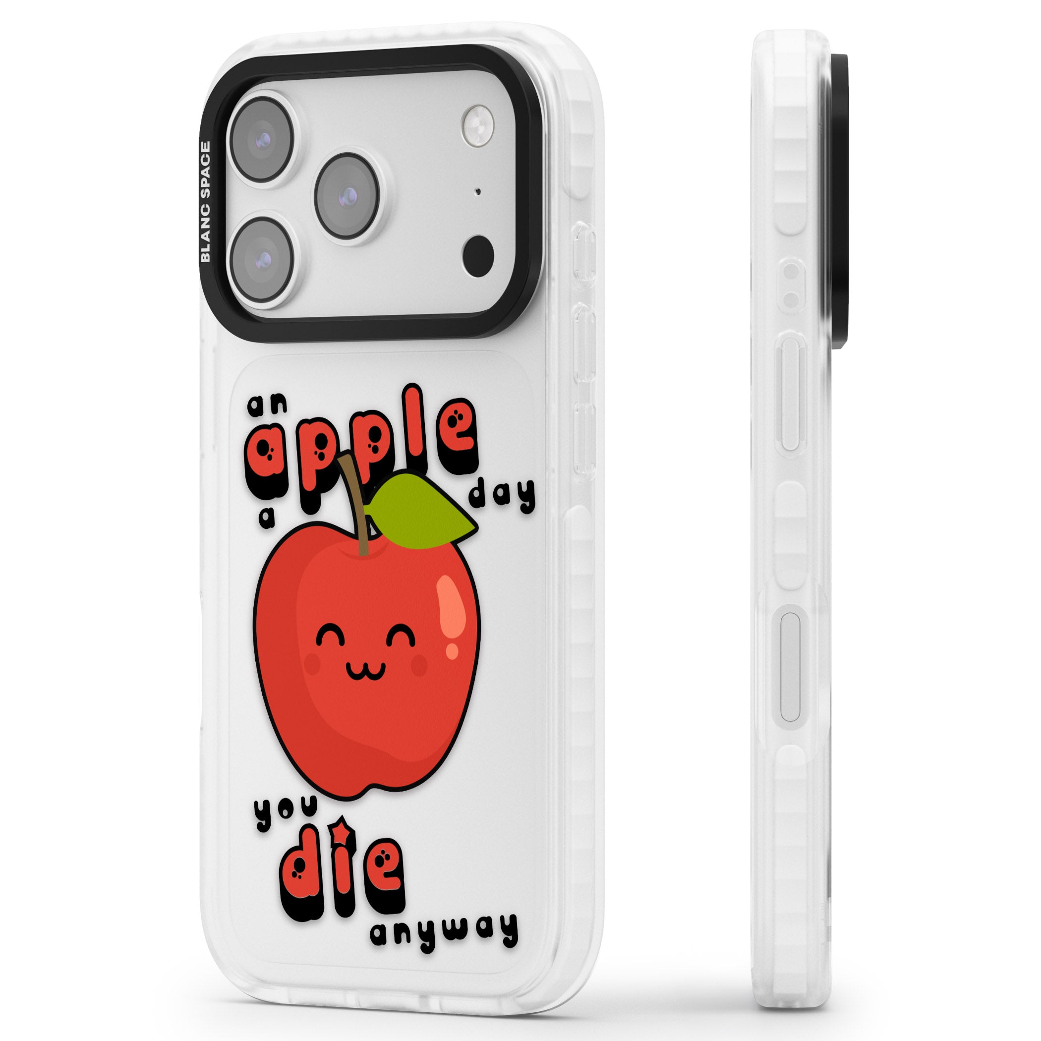 An Apple A Day iPhone 17 Pro Impact Clear Phone Case Side Profile