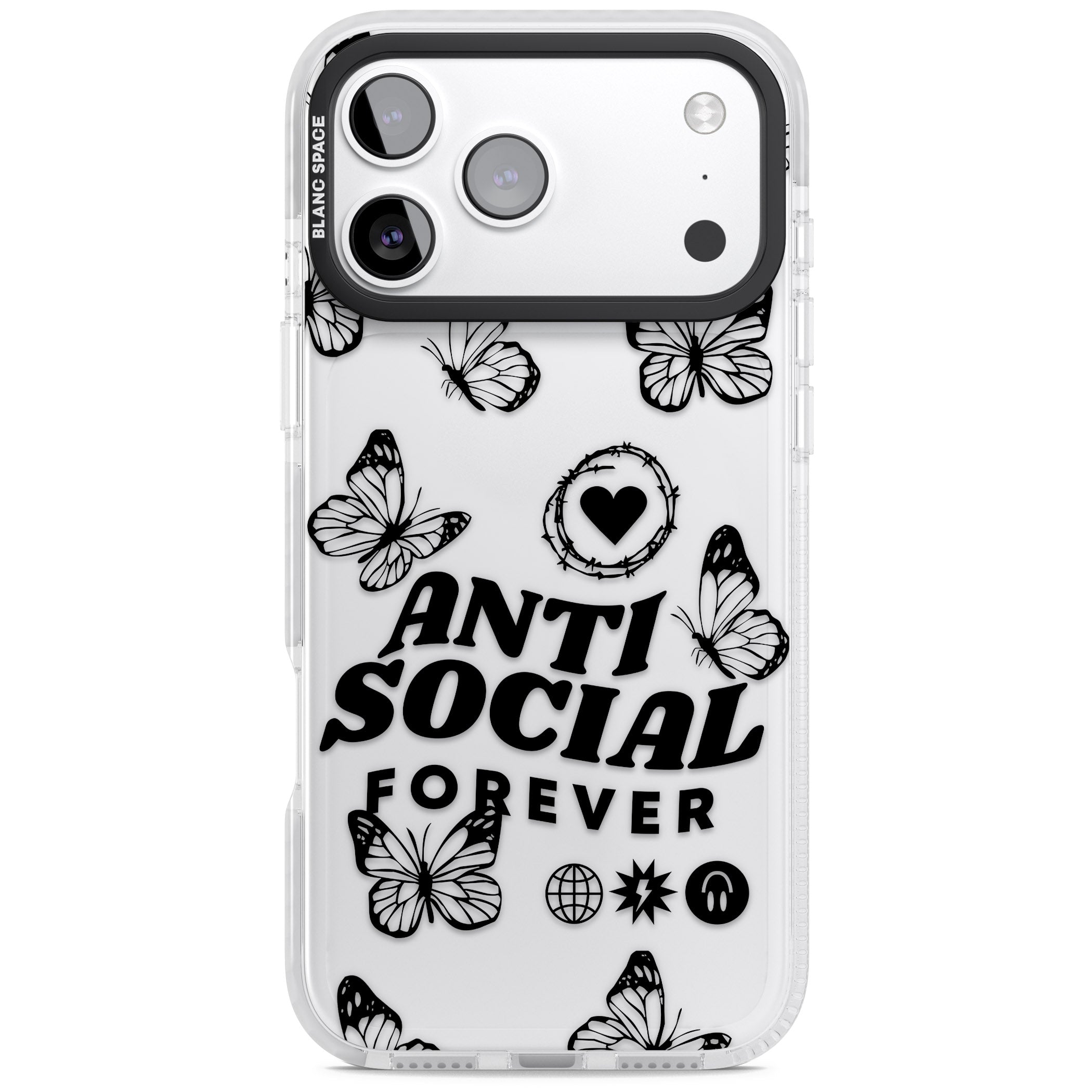 Anti Social Forever iPhone 17 Pro Impact Clear Phone Case
