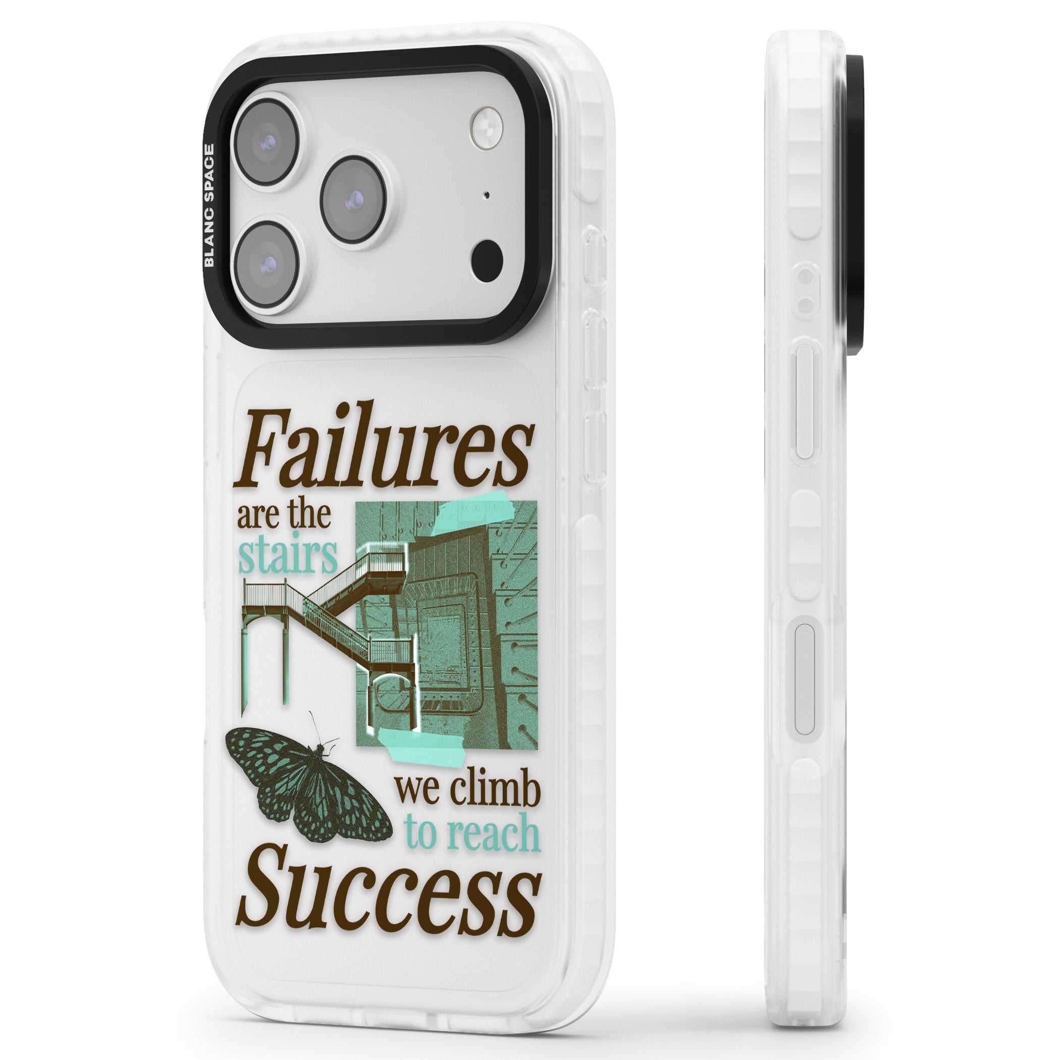 Fail To Succeed iPhone 17 Pro Impact Clear Phone Case Side Profile