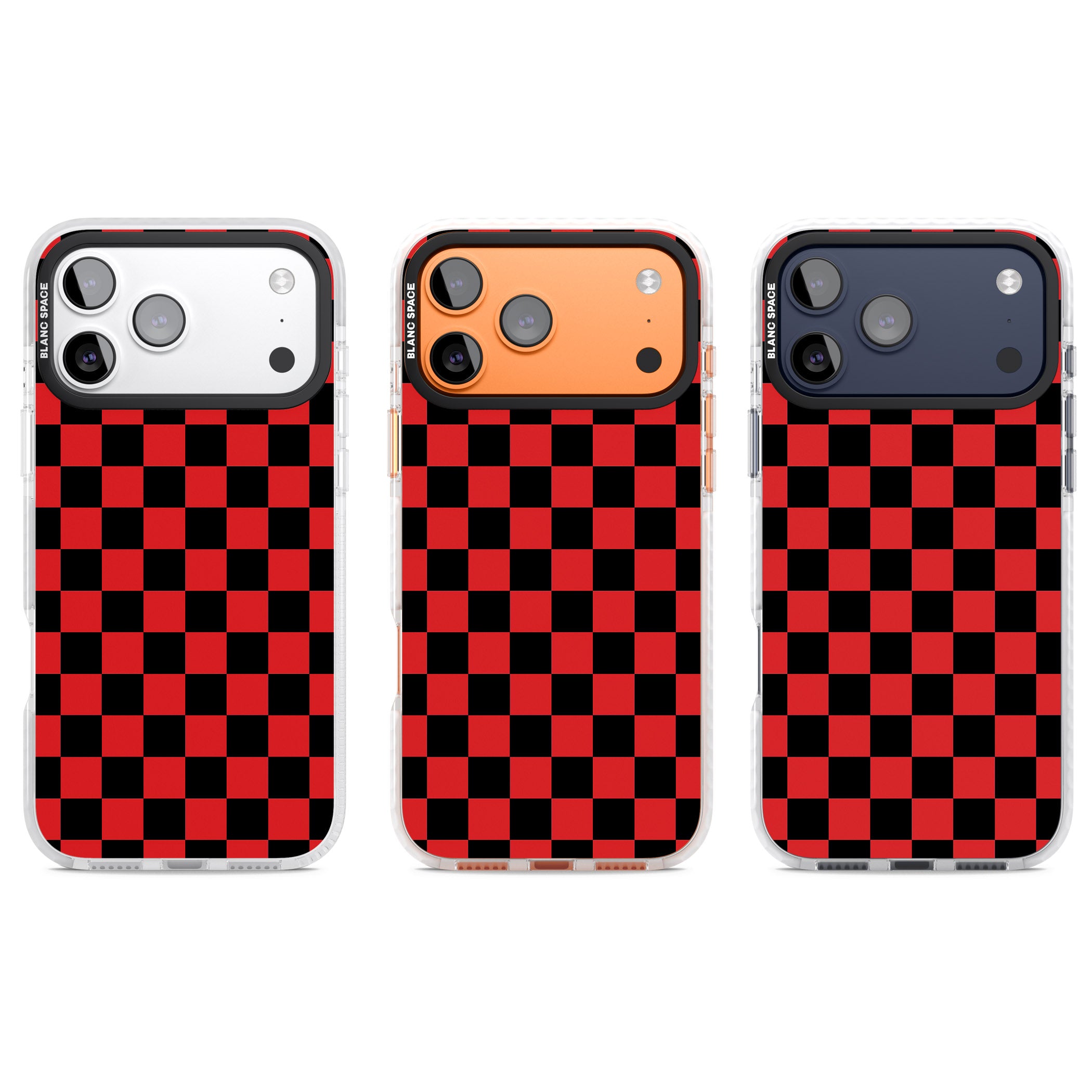 Red Black Checkered iPhone 17 Pro Impact Clear Phone Case APT Impact Protection