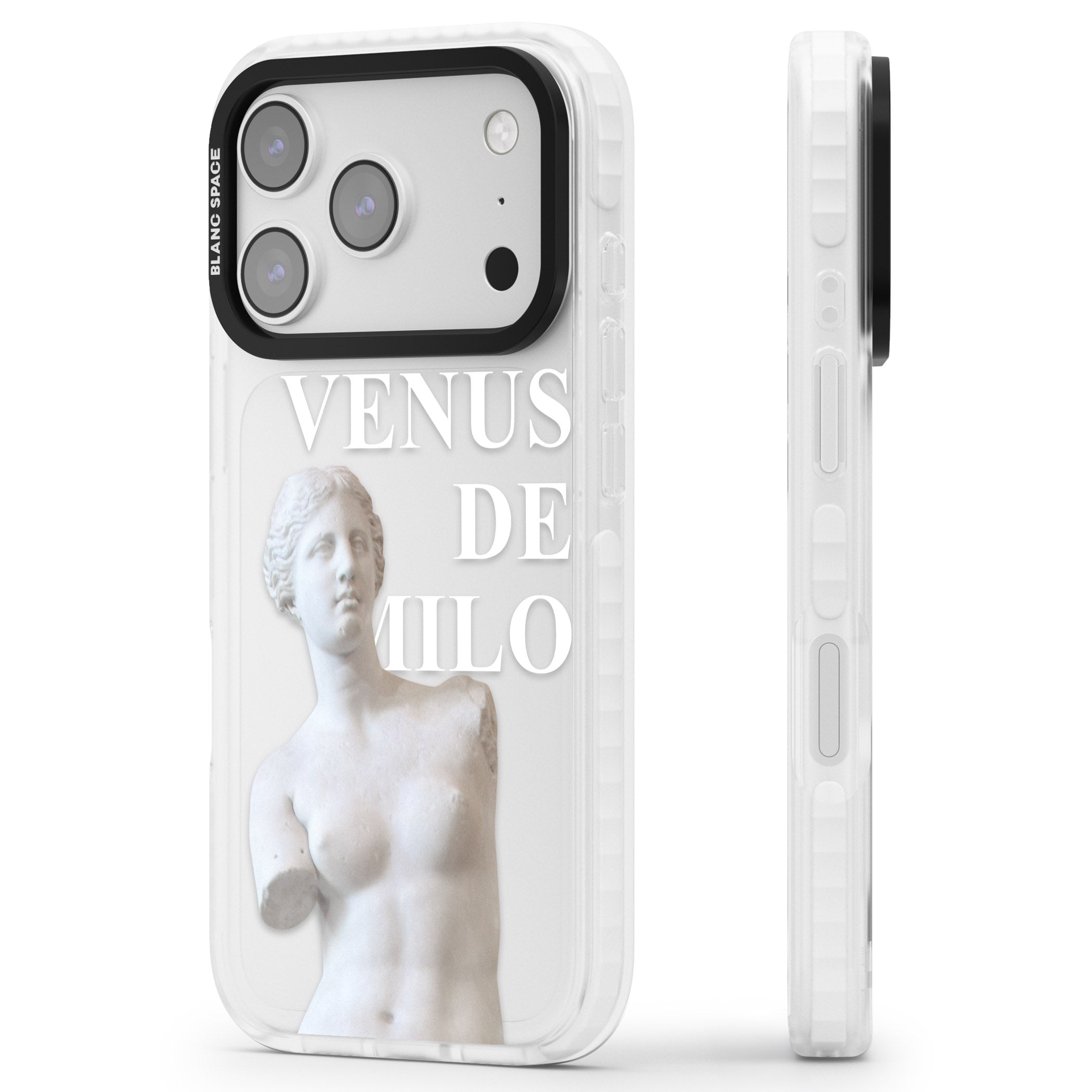 Venus De Milo Cutout iPhone 17 Pro Impact Clear Phone Case Side Profile