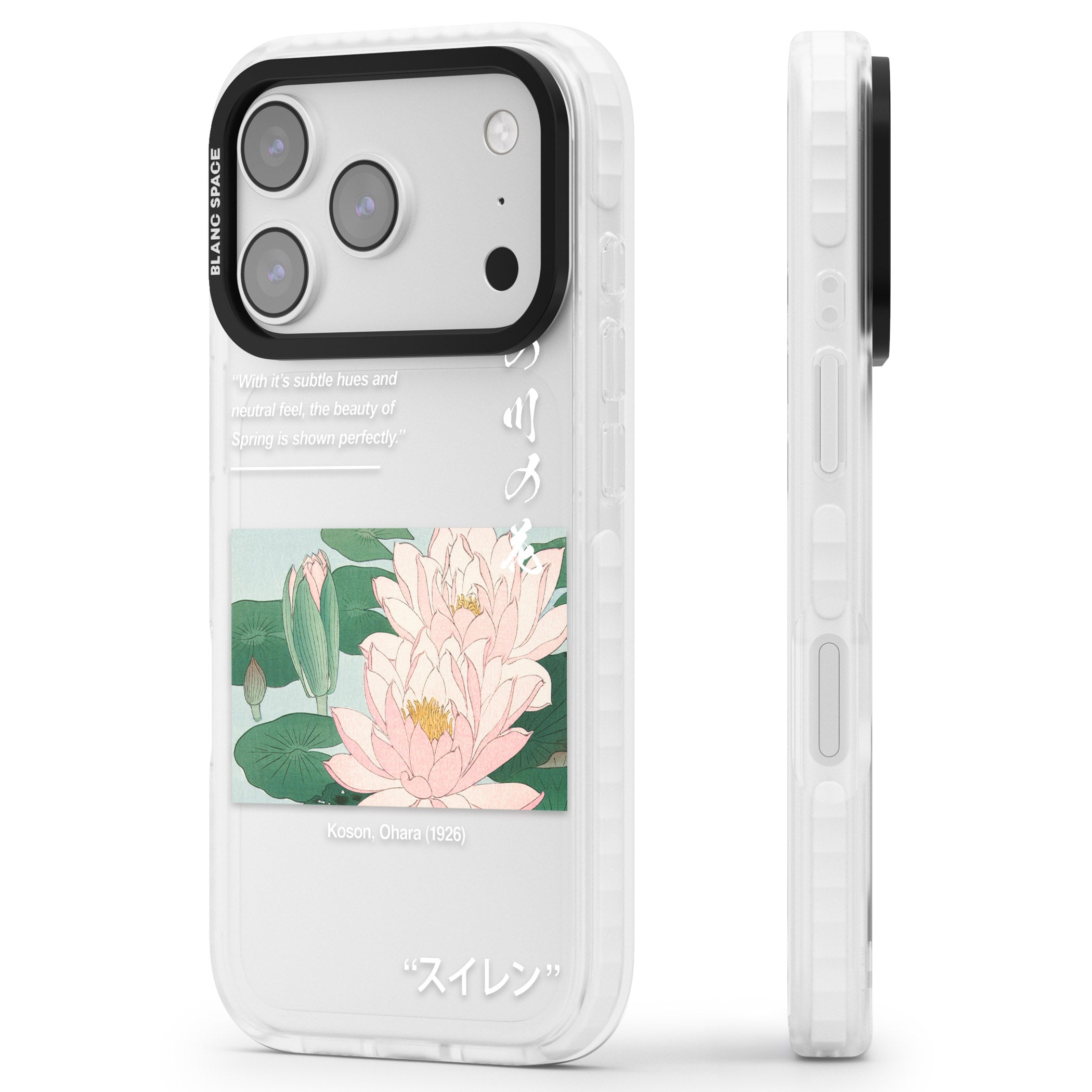 Water Lily iPhone 17 Pro Impact Clear Phone Case Side Profile