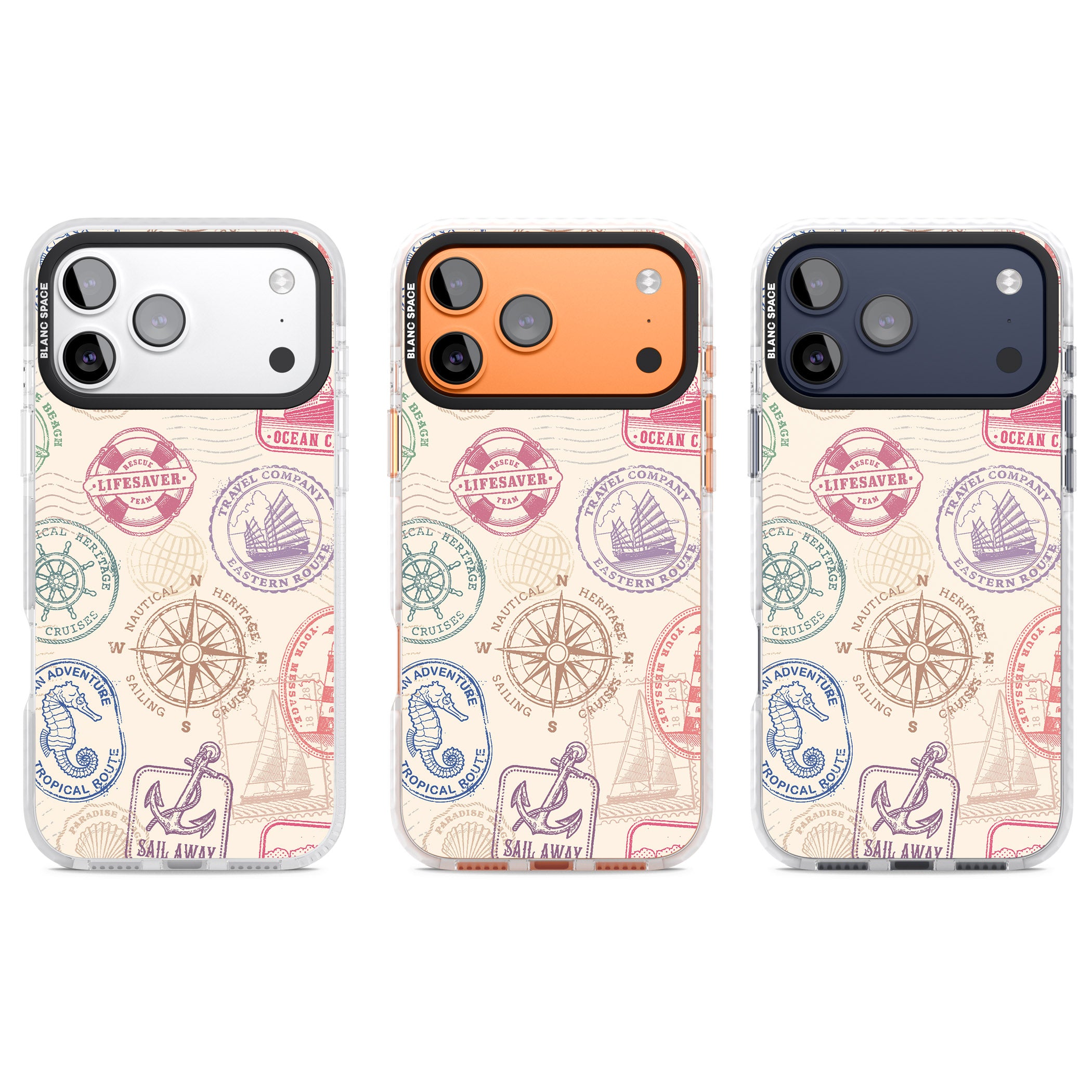 Nautical Stamps iPhone 17 Pro Impact Clear Phone Case APT Impact Protection