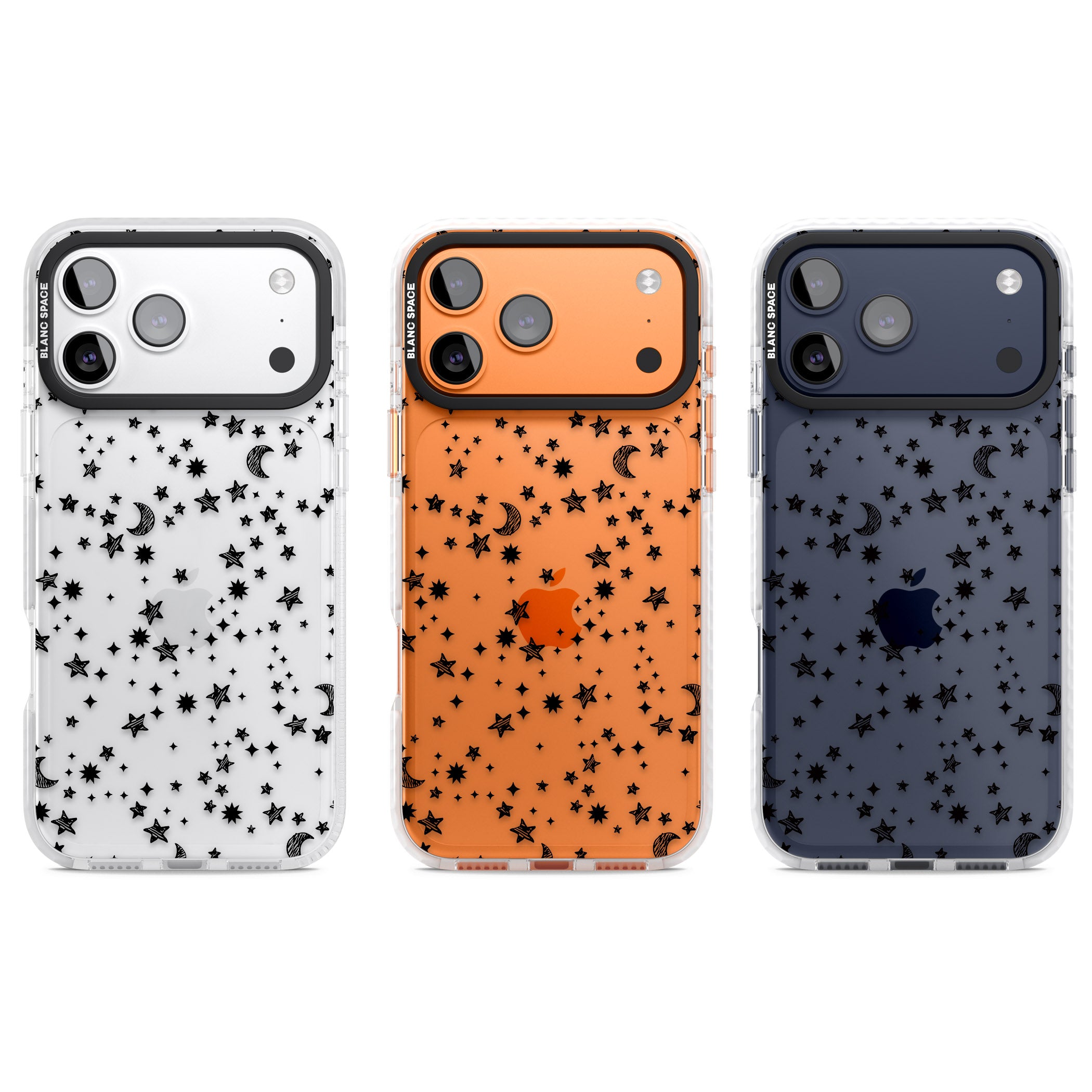 Black Cosmic Galaxy Pattern iPhone 17 Pro Impact Clear Phone Case APT Impact Protection