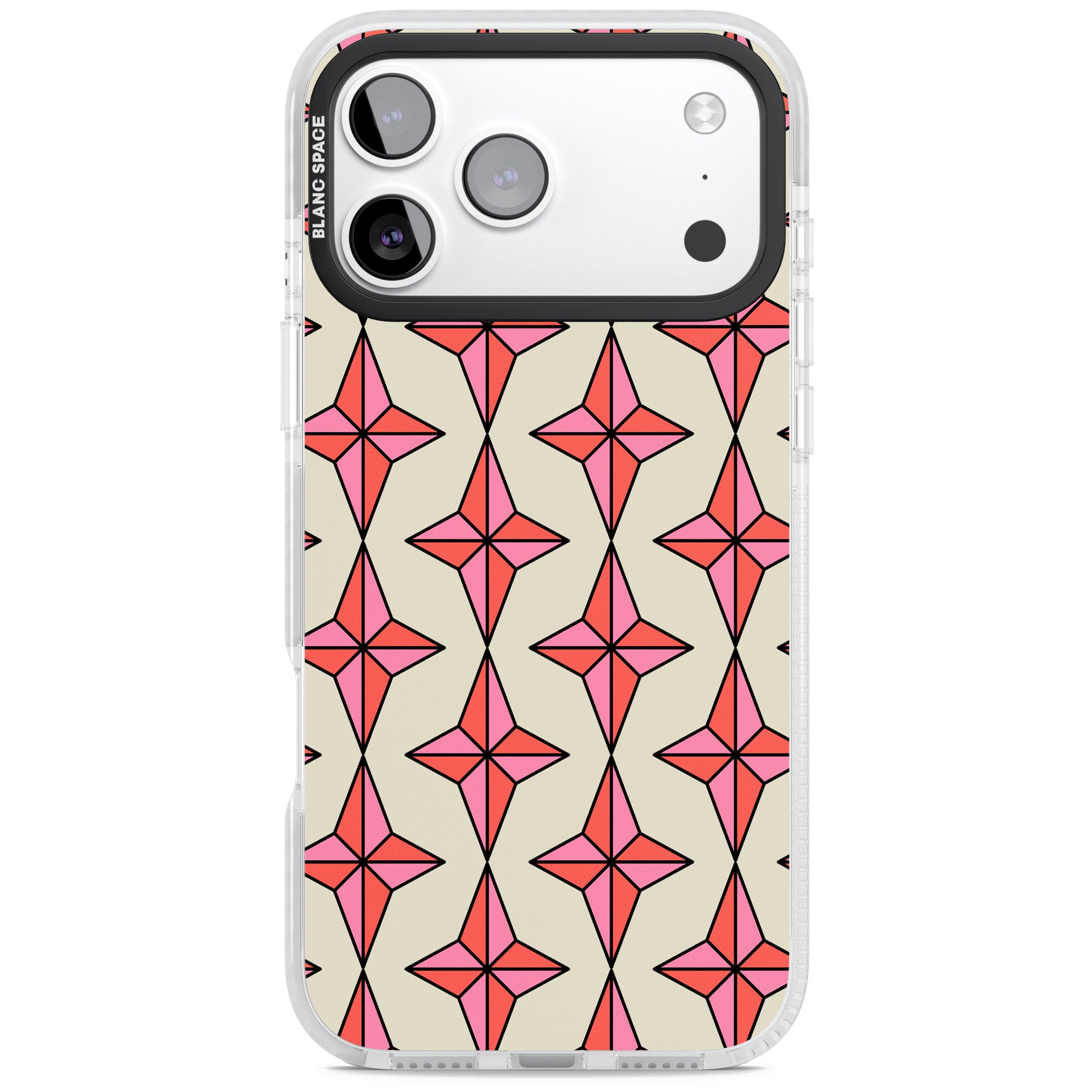 Rose Stars Pattern iPhone 17 Pro Max Impact Clear Phone Case