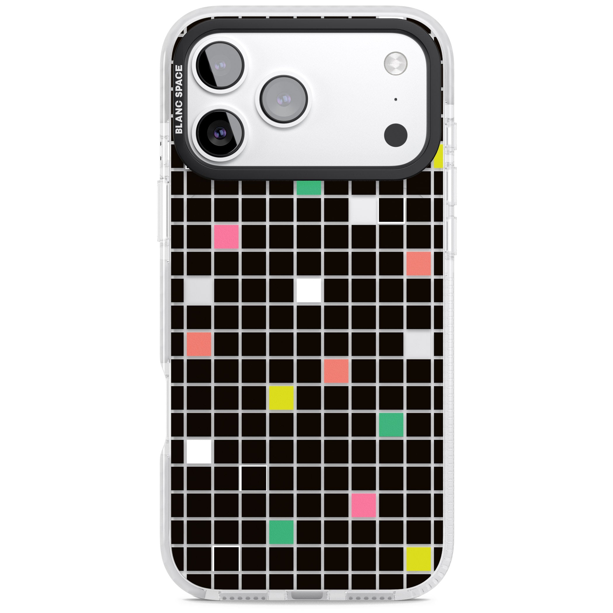 Vibrant Black Geometric Grid iPhone 17 Pro Max Impact Clear Phone Case