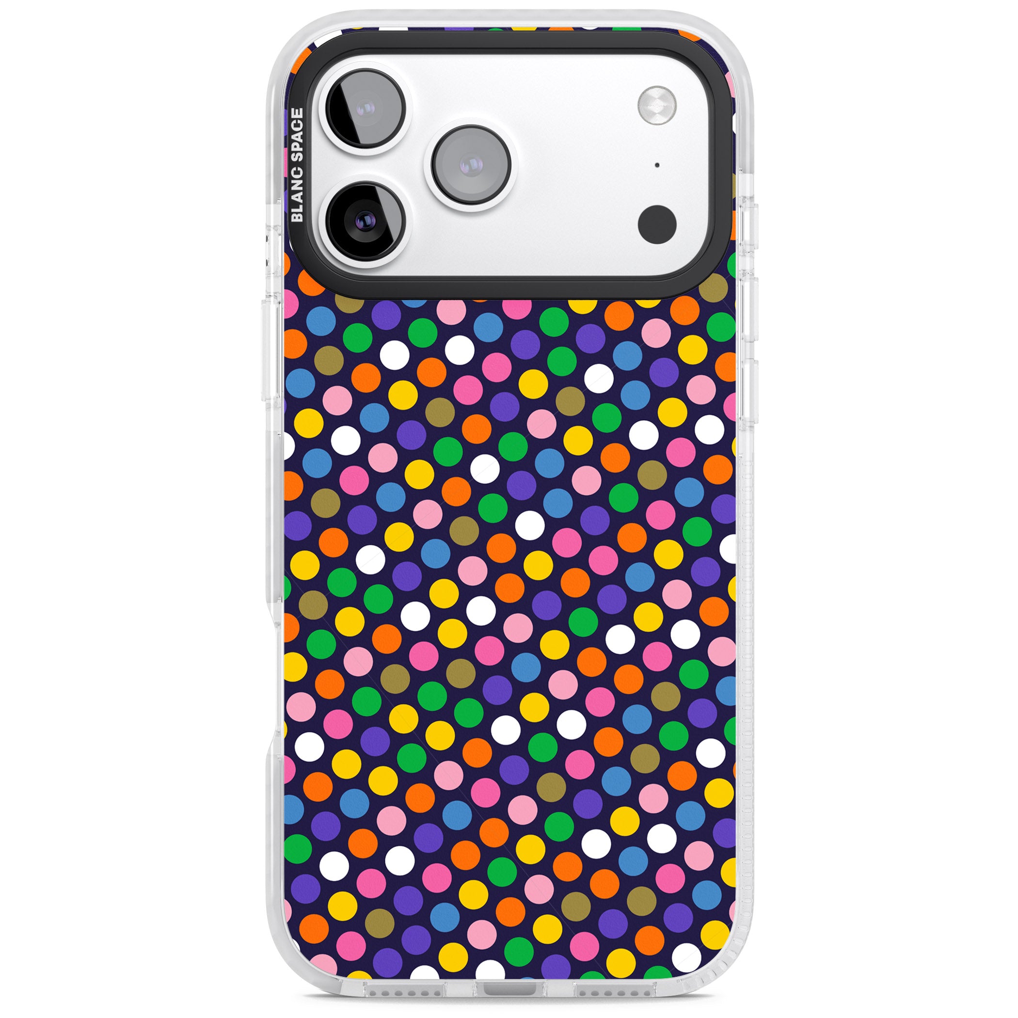Multicolour Polka Dot Fiesta (Purple) iPhone 17 Pro Max Impact Clear Phone Case