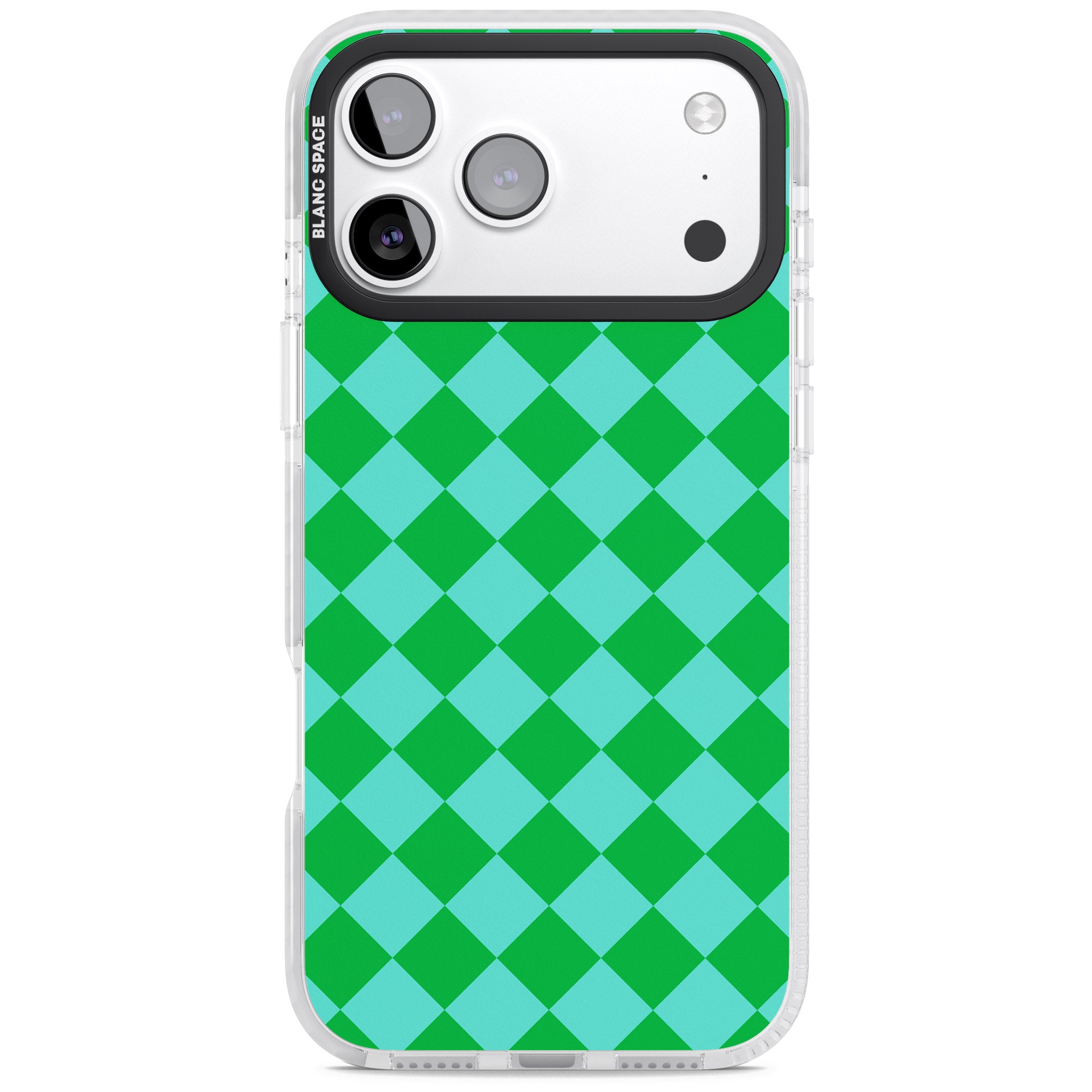 Retro Green Diamond Plaid iPhone 17 Pro Impact Clear Phone Case