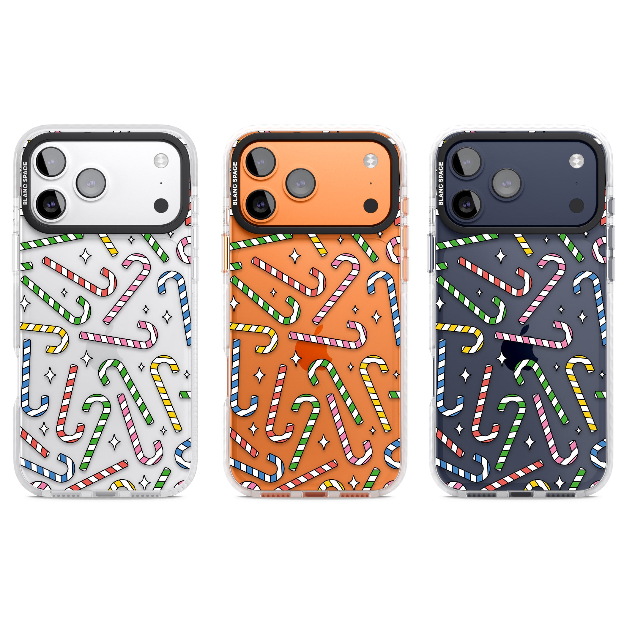 Colourful Stars & Candy Canes iPhone 17 Pro Impact Clear Phone Case APT Impact Protection