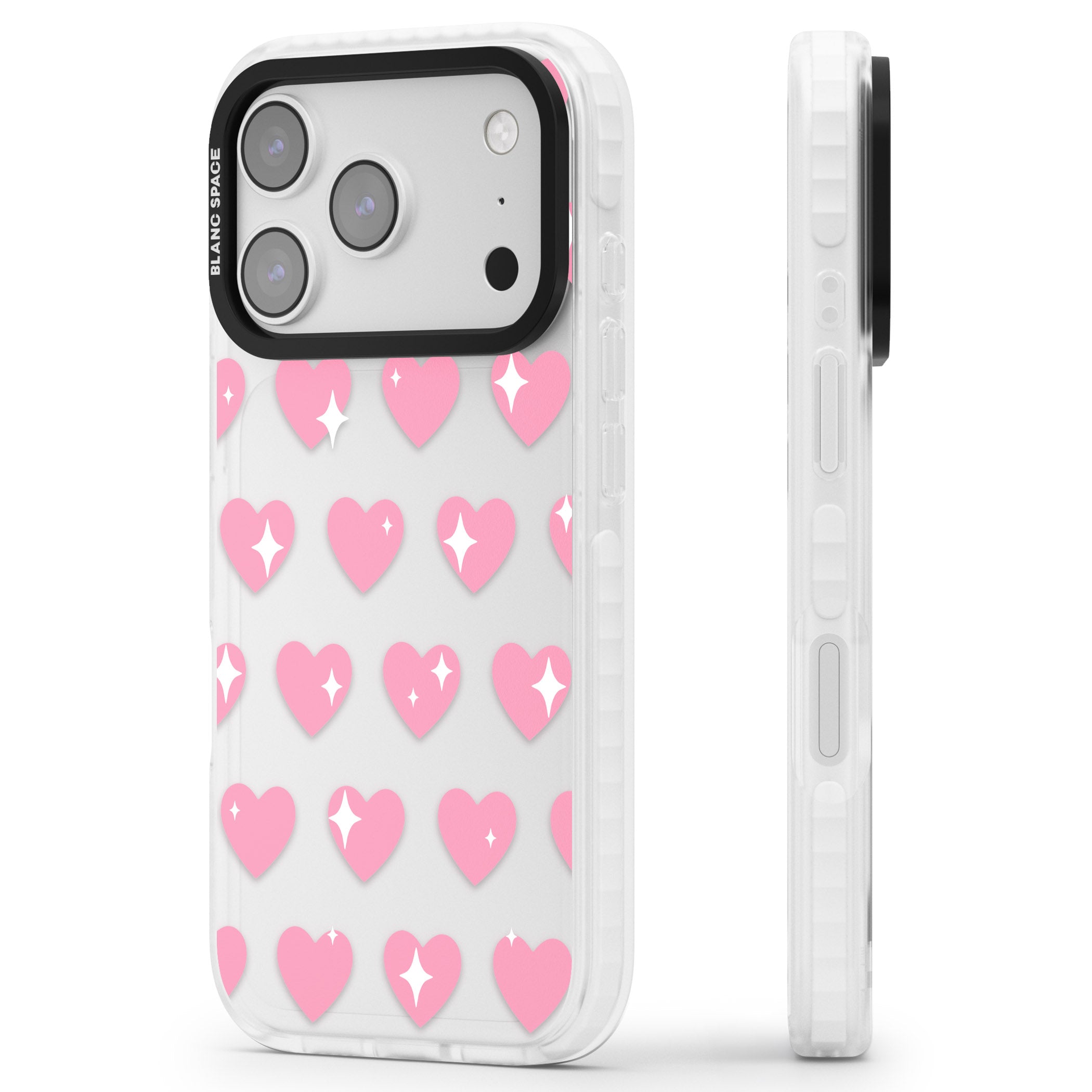 Sweet Hearts iPhone 17 Pro Impact Clear Phone Case Side Profile