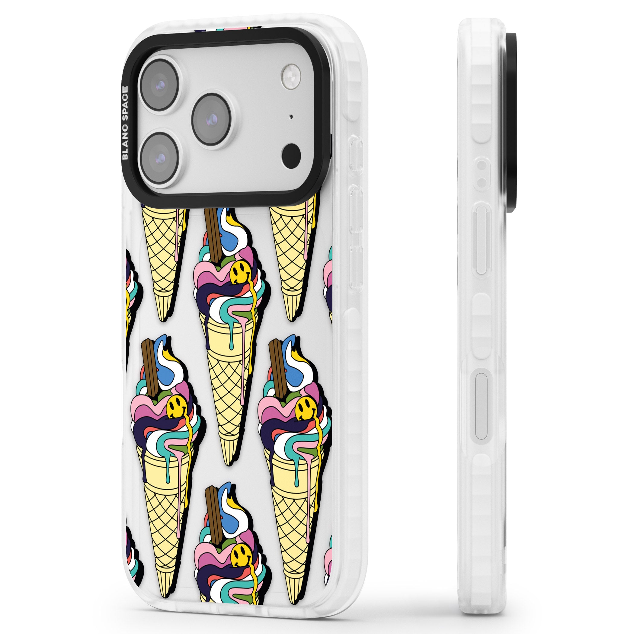 Trip & Drip Ice Cream iPhone 17 Pro Max Impact Clear Phone Case Side Profile