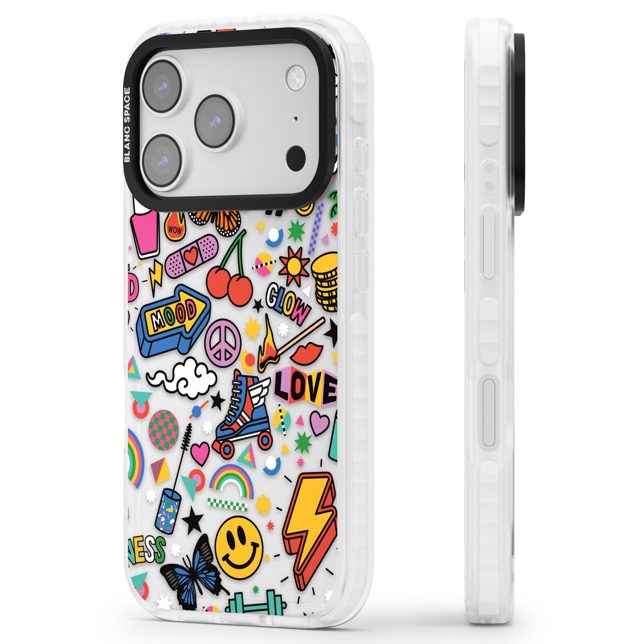 Electric Love iPhone 17 Pro Max Impact Clear Phone Case Side Profile