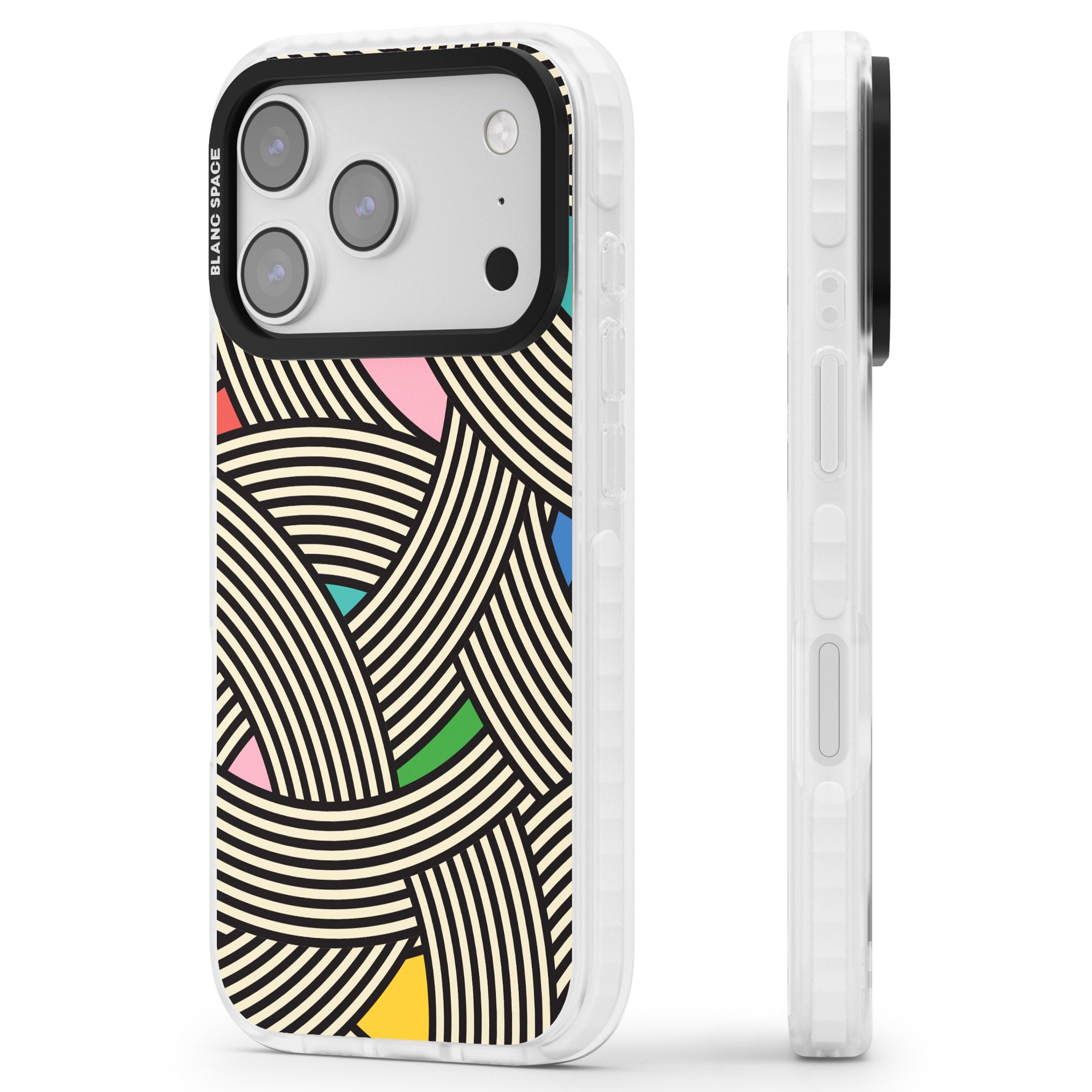 Multicolour Optic Waves iPhone 17 Pro Impact Clear Phone Case Side Profile