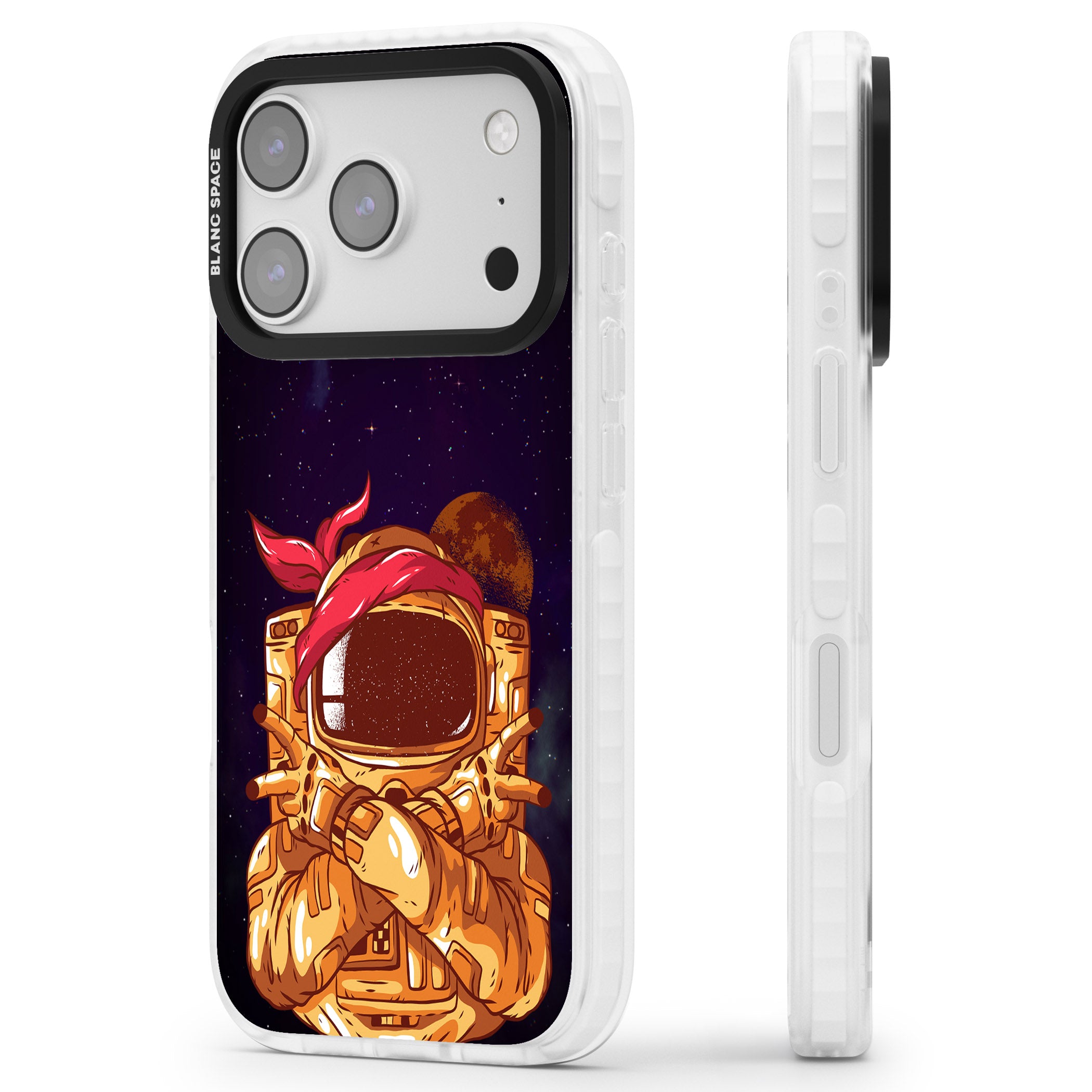 Space Gangster iPhone 17 Pro Max Impact Clear Phone Case Side Profile