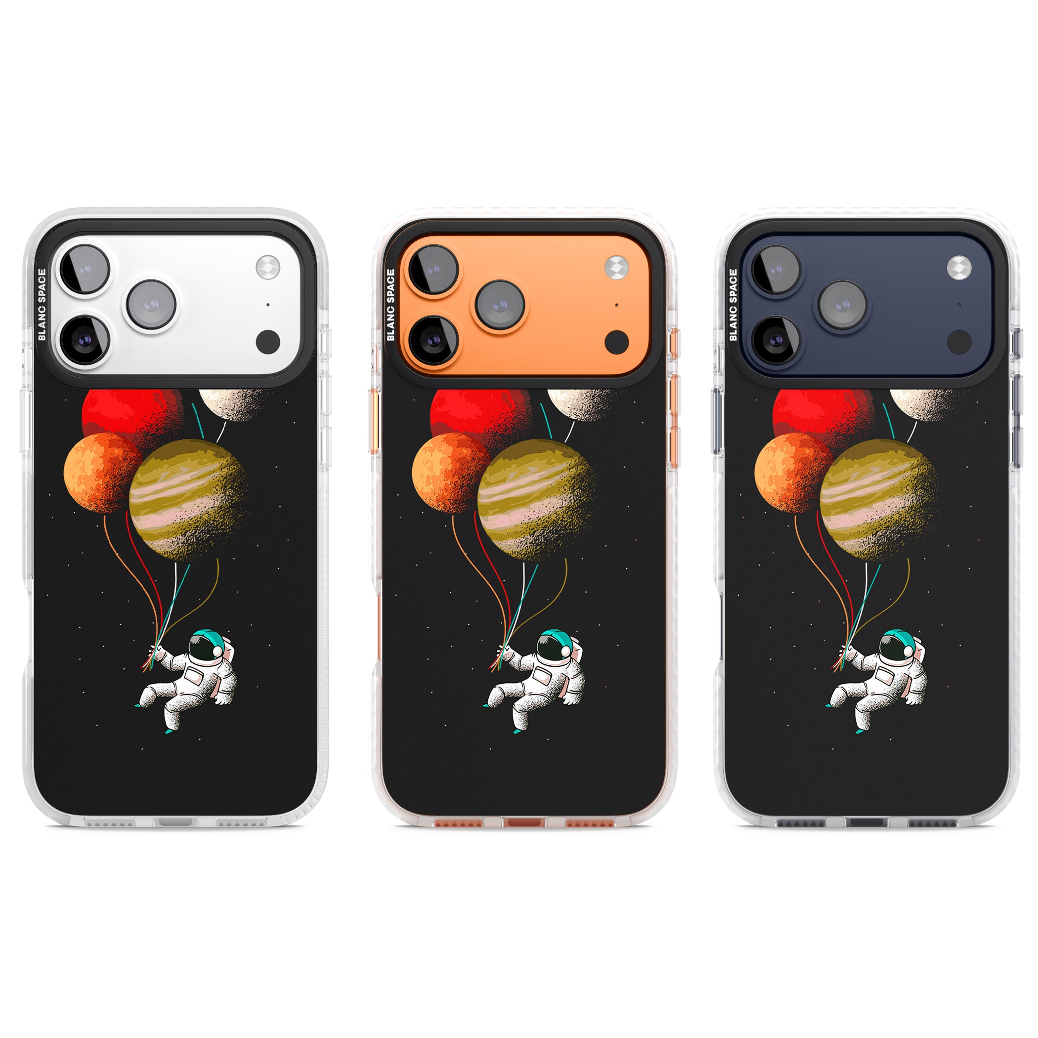 Astronaut Balloon Planets iPhone 17 Pro Impact Clear Phone Case APT Impact Protection