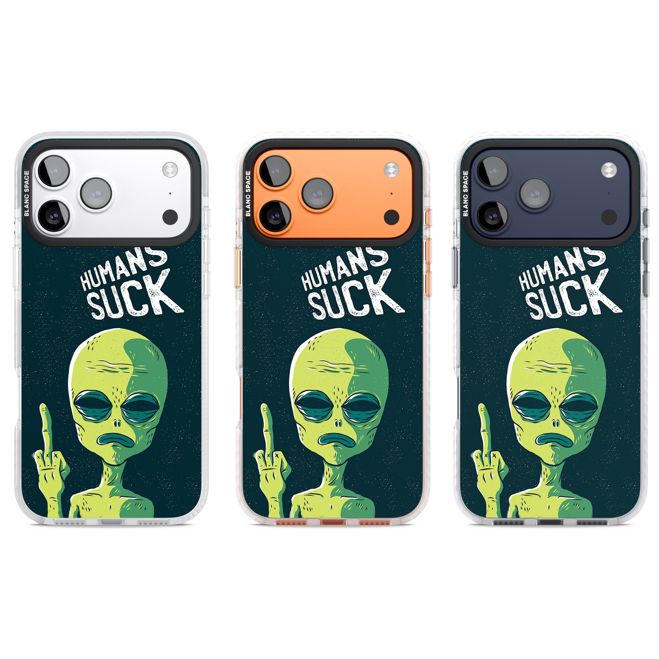 Humans Suck Alien iPhone 17 Pro Impact Clear Phone Case APT Impact Protection