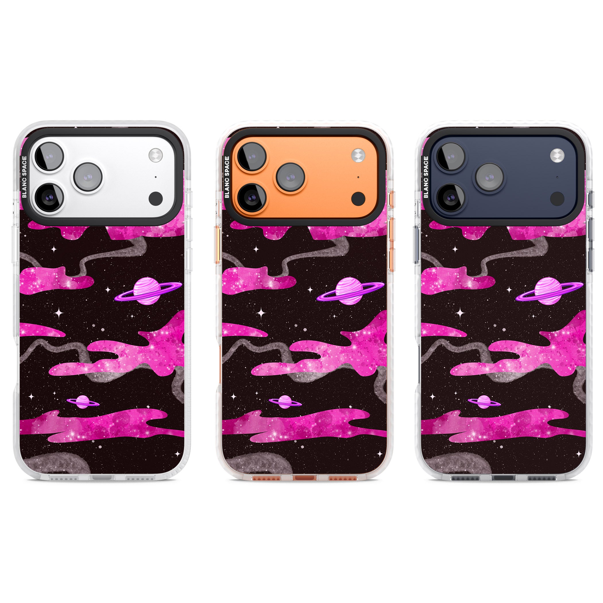 Pink Galaxy iPhone 17 Pro Impact Clear Phone Case APT Impact Protection