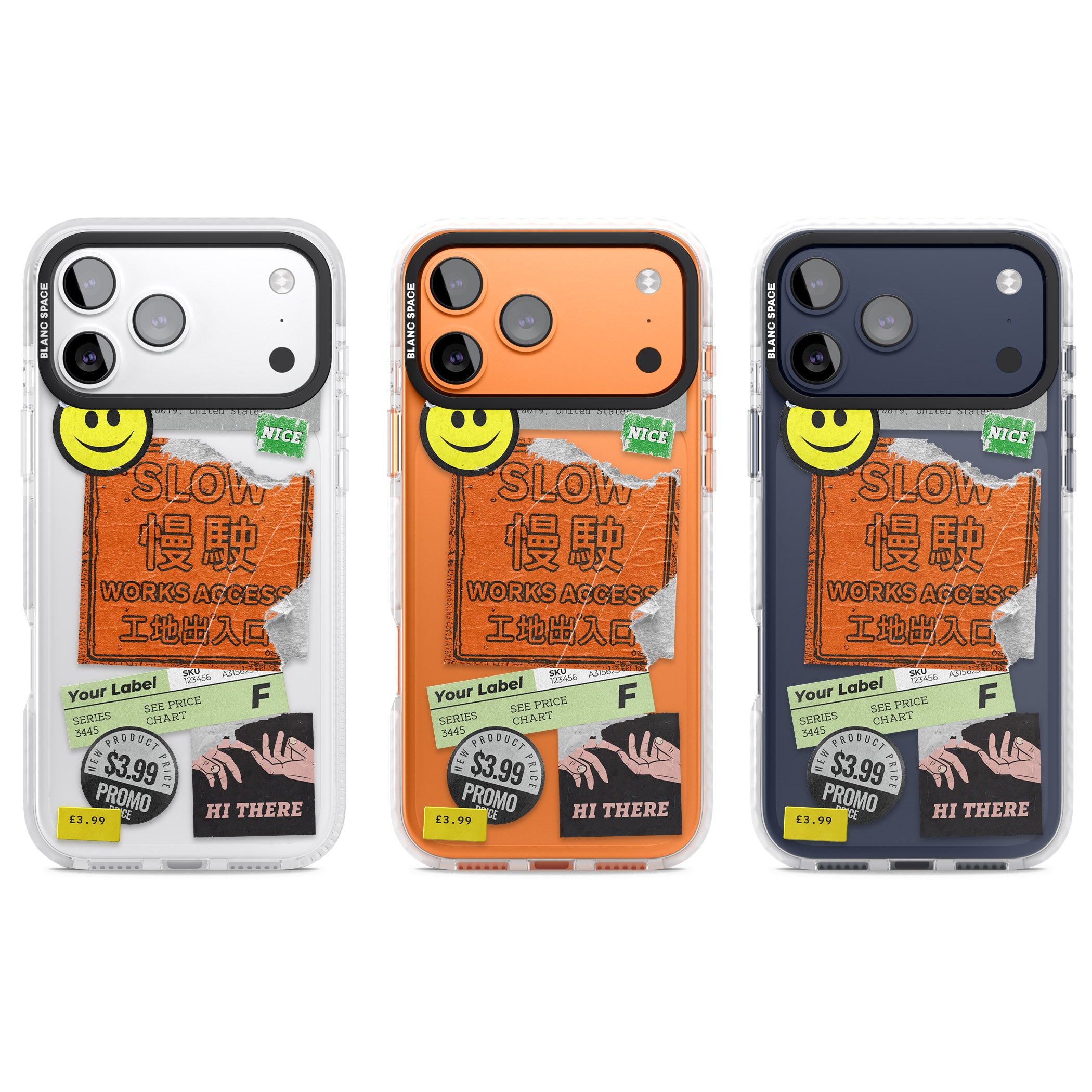 Kanji Signs Sticker Mix iPhone 17 Pro Impact Clear Phone Case APT Impact Protection