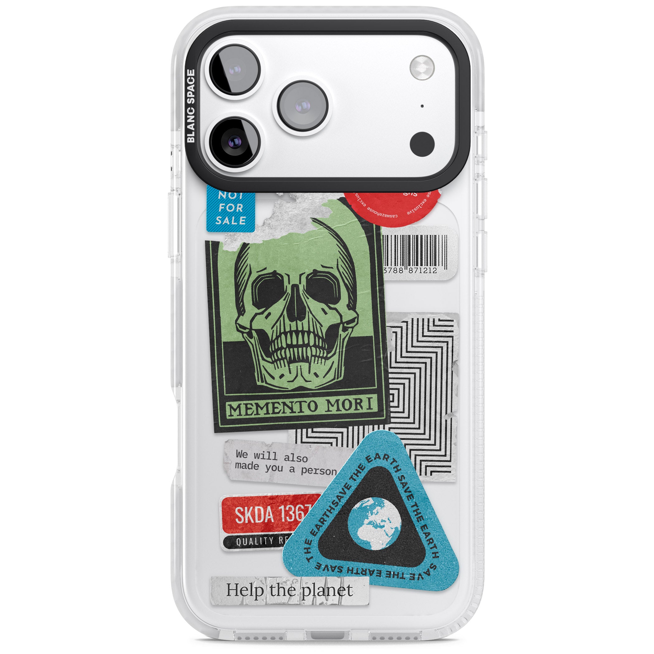 Skull Sticker Mix iPhone 17 Pro Impact Clear Phone Case