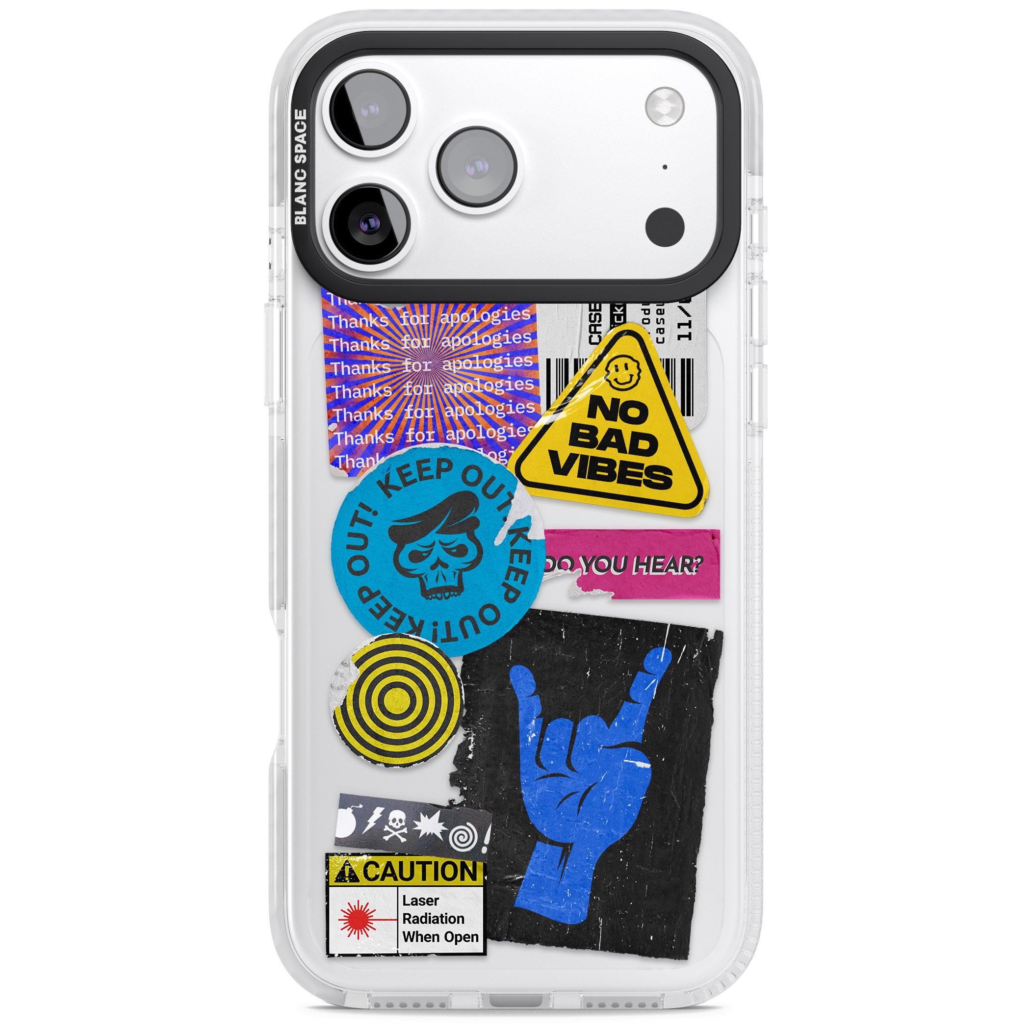 No Bad Vibes Sticker Mix iPhone 17 Pro Impact Clear Phone Case