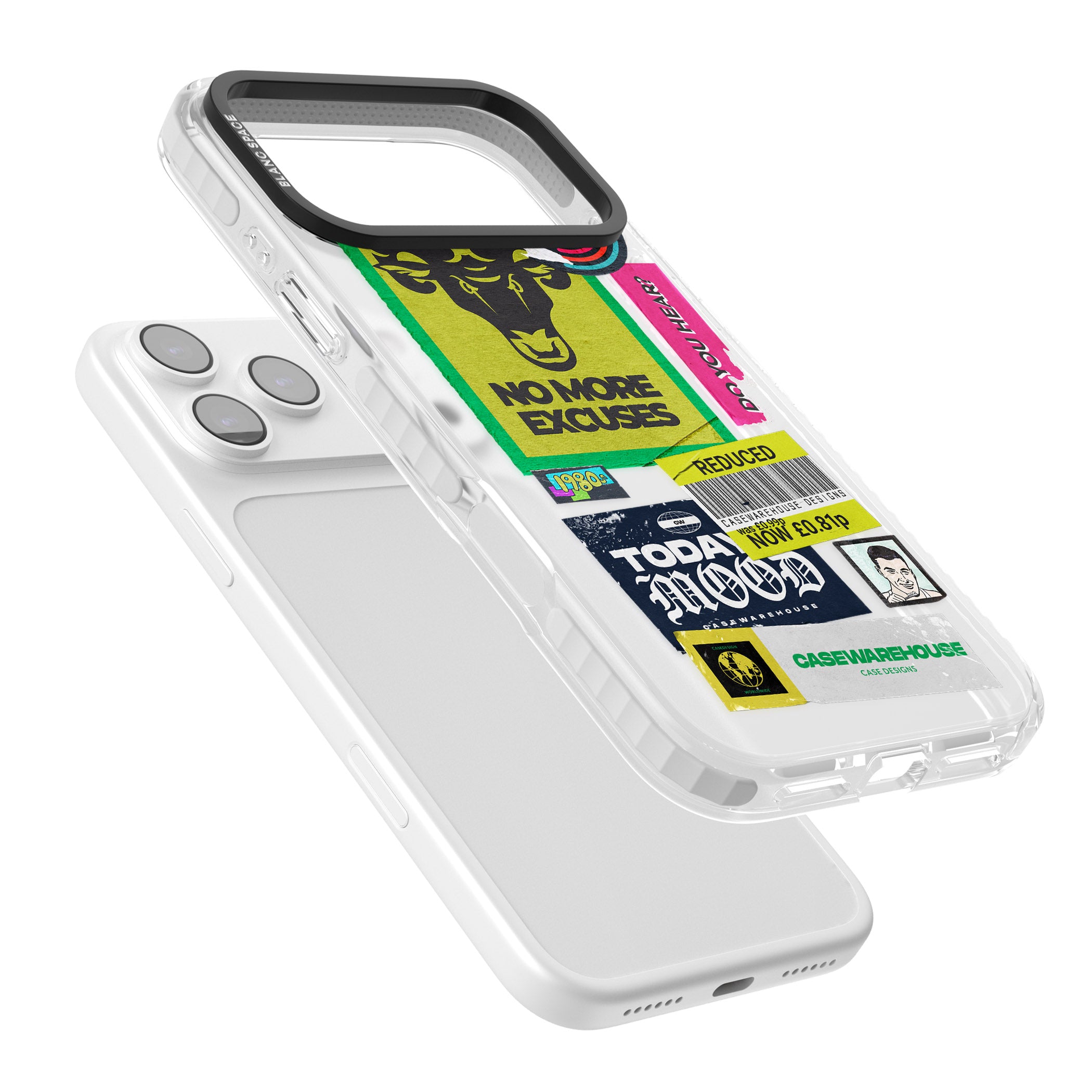 No More Excuses Sticker Mix iPhone 17 Pro Impact Clear Phone Case Colours