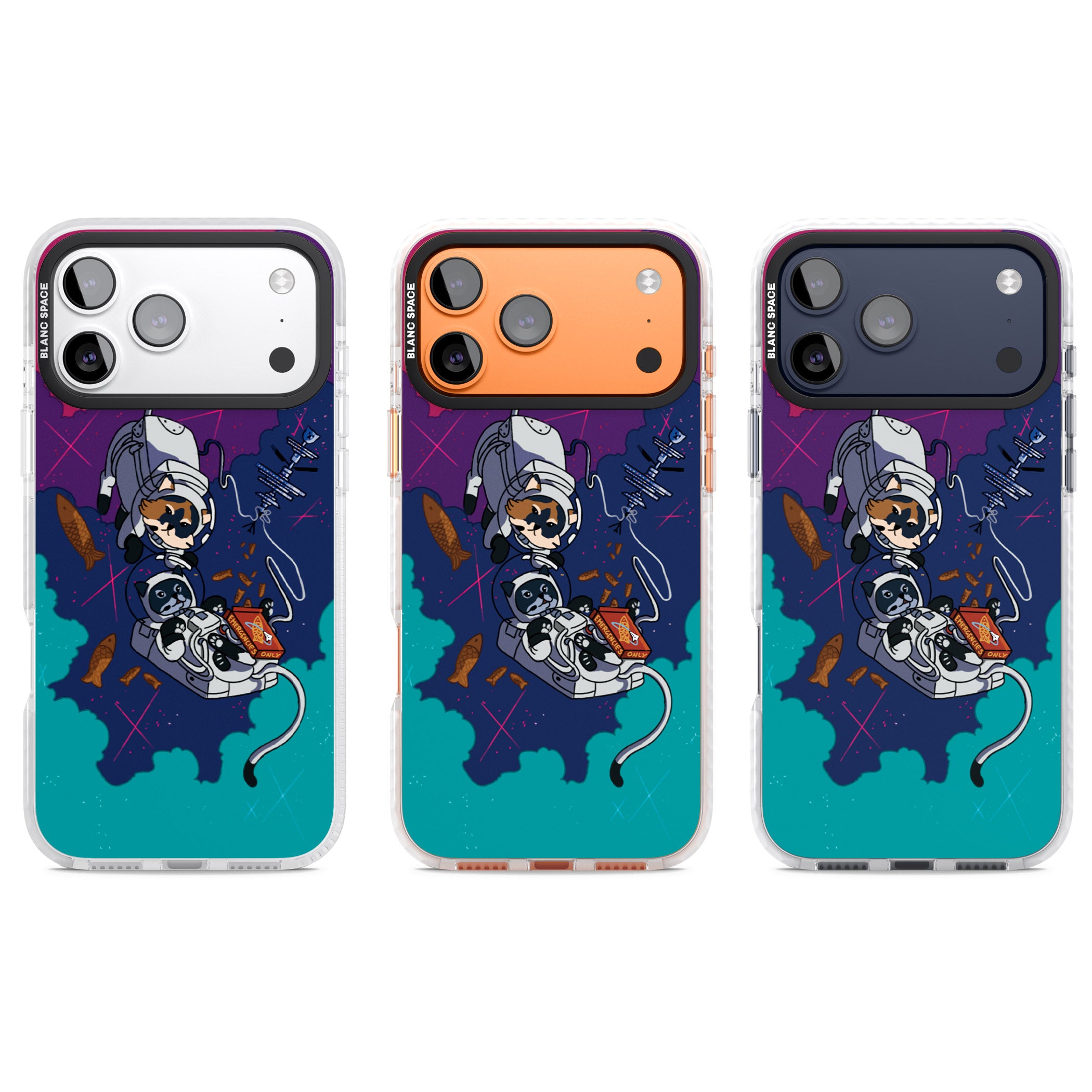 Cats In Space iPhone 17 Pro Impact Clear Phone Case APT Impact Protection