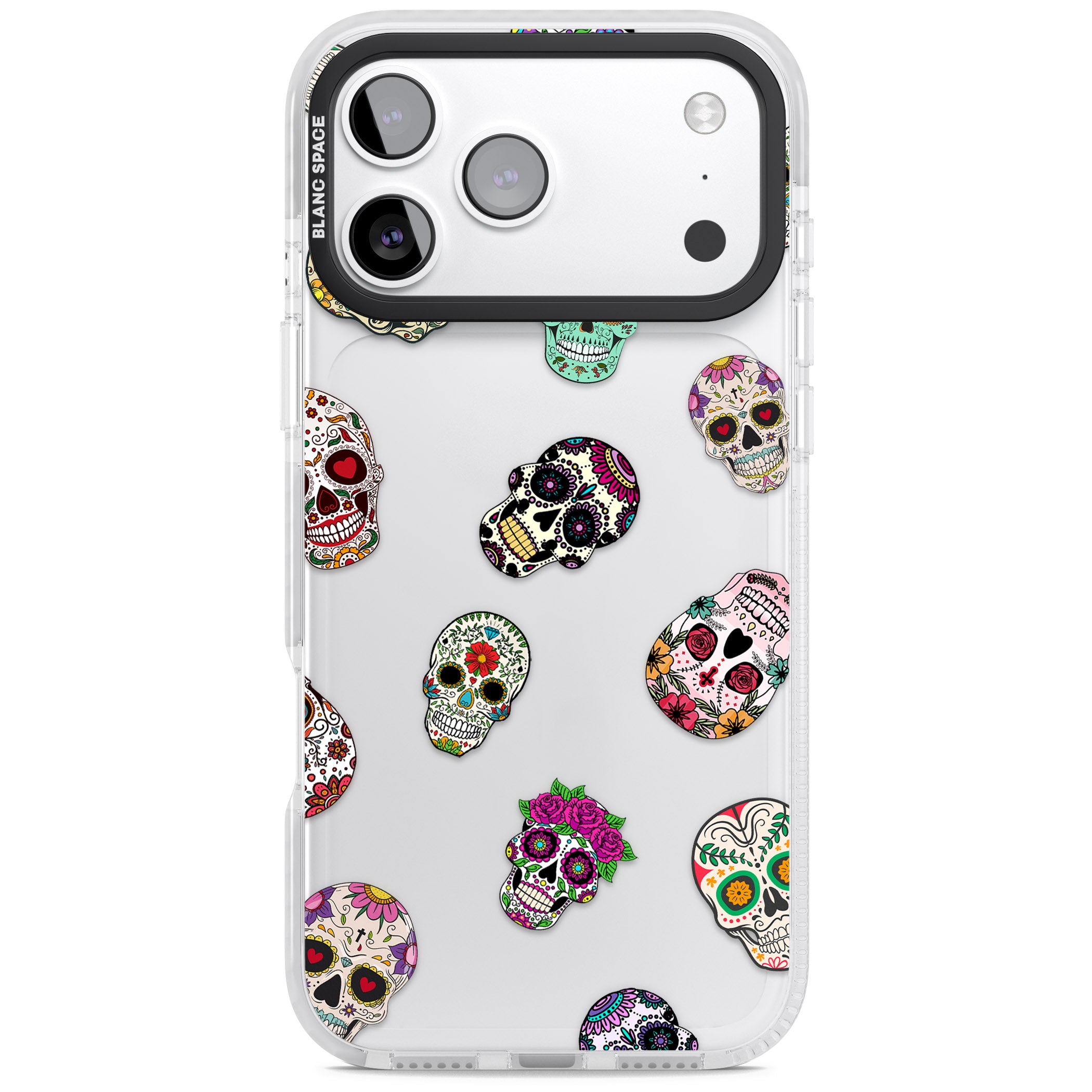Mixed Sugar Skull Pattern iPhone 17 Pro Impact Clear Phone Case