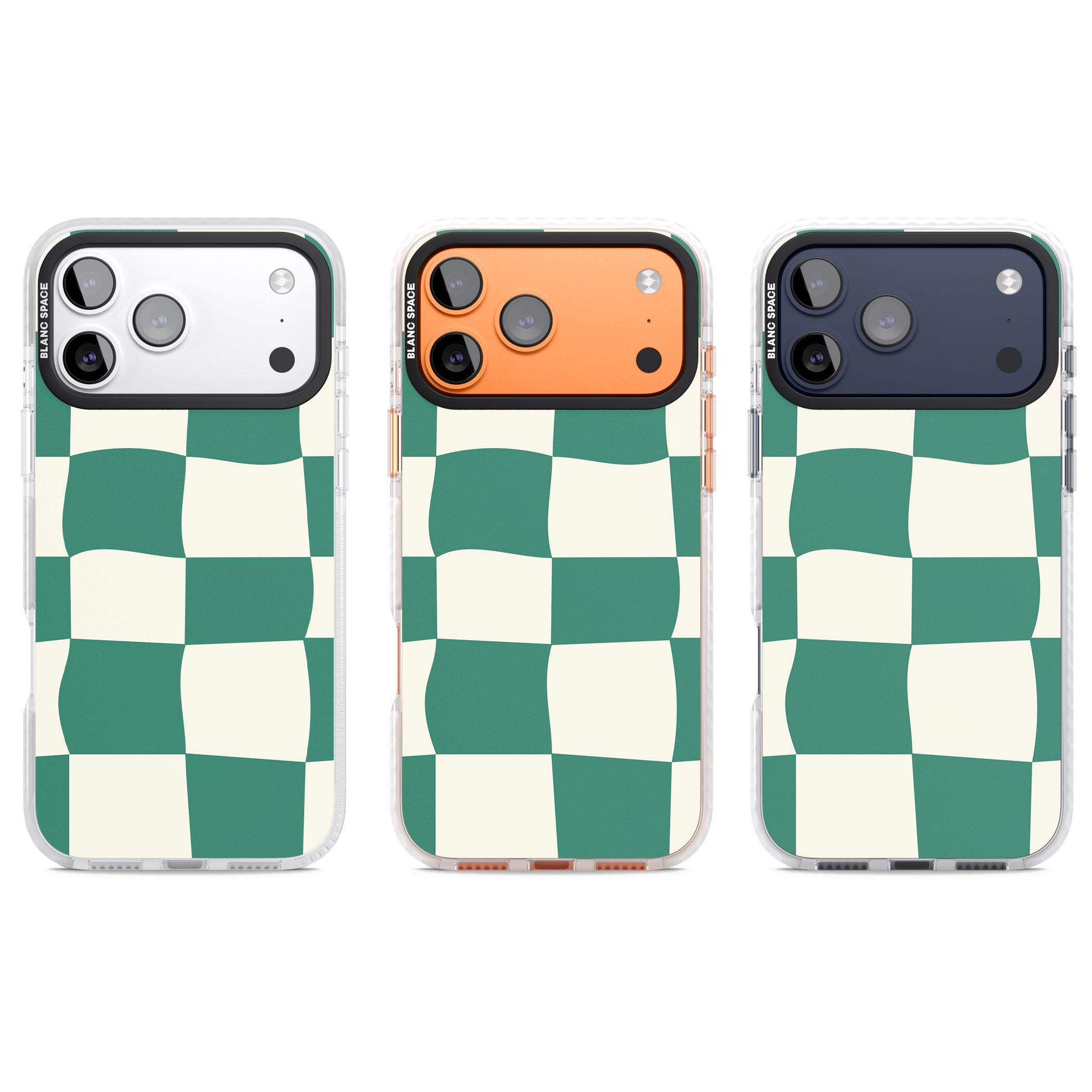 Green & Cream Wavy Check iPhone 17 Pro Impact Clear Phone Case APT Impact Protection