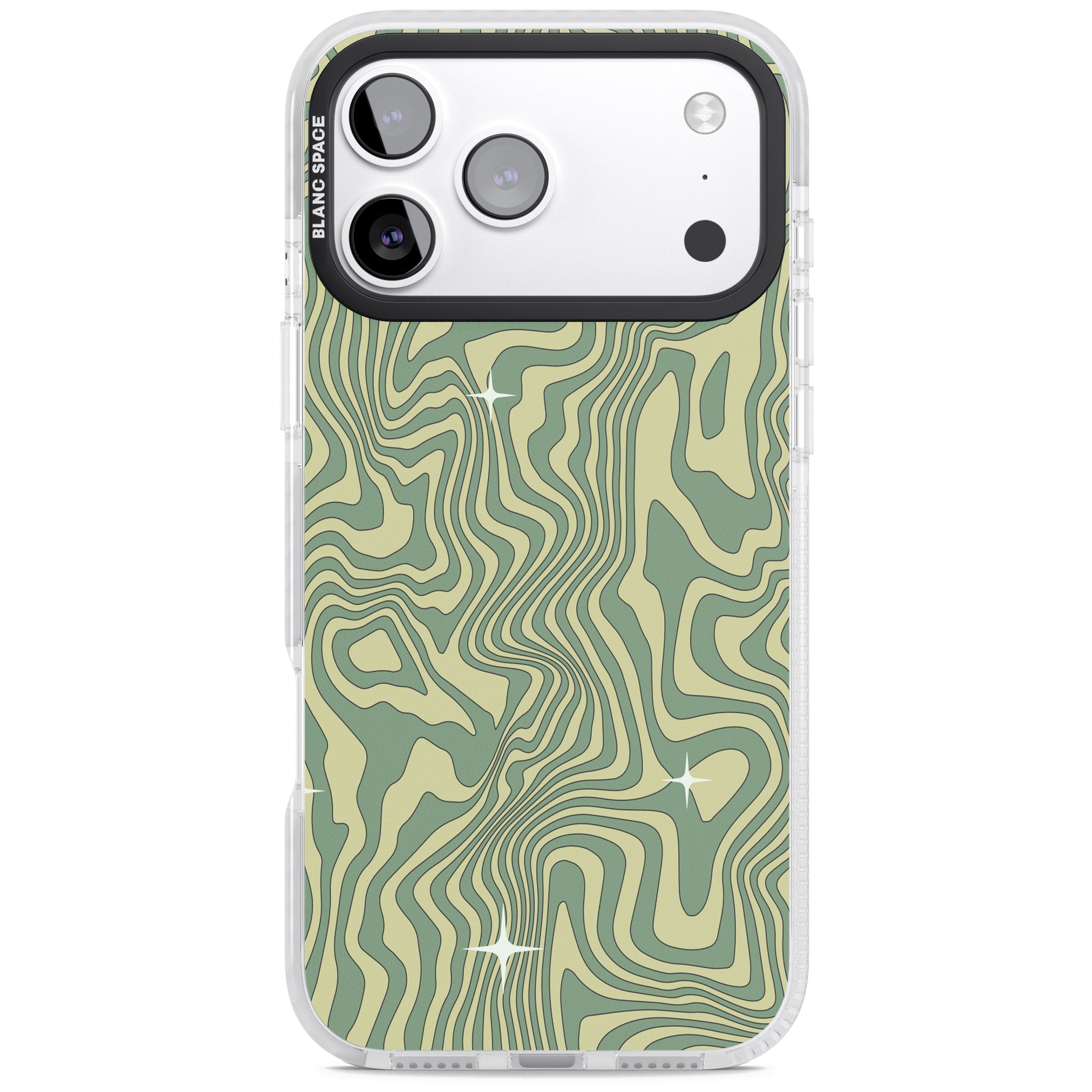 Green Abstract Wave iPhone 17 Pro Impact Clear Phone Case