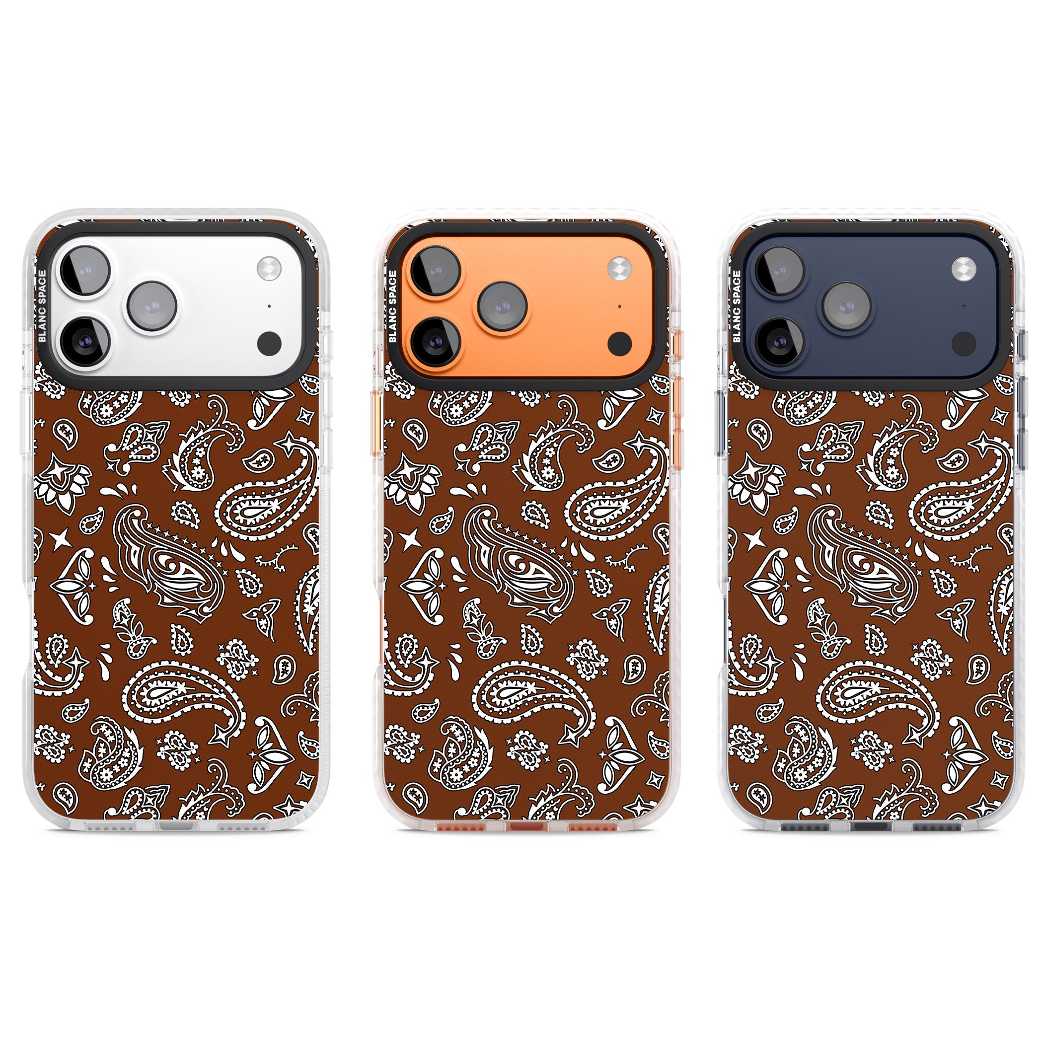 Brown Bandana iPhone 17 Pro Impact Clear Phone Case APT Impact Protection