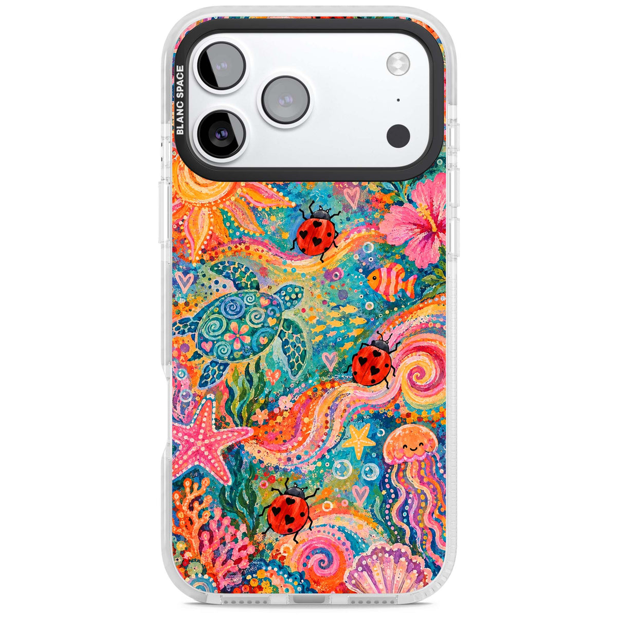 Coral Whimsy for her iPhone case | Black Impact case for iPhone 17 Pro, iPhone 17 Pro Max