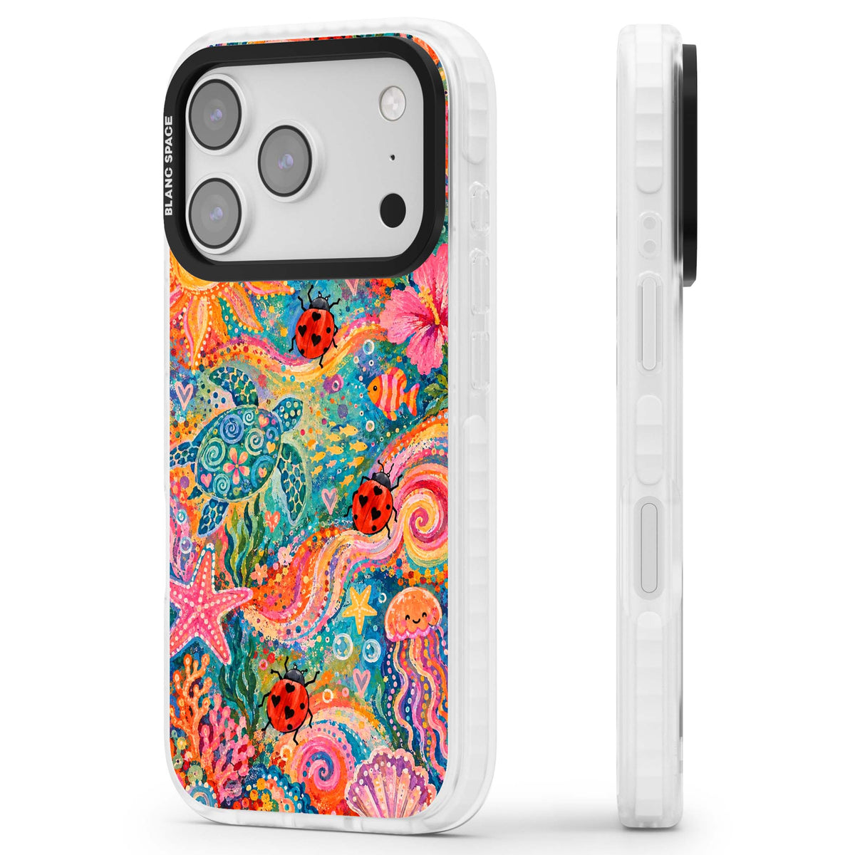 Coral Whimsy for her iPhone case | Black Impact case for iPhone 17 Pro, iPhone 17 Pro Max