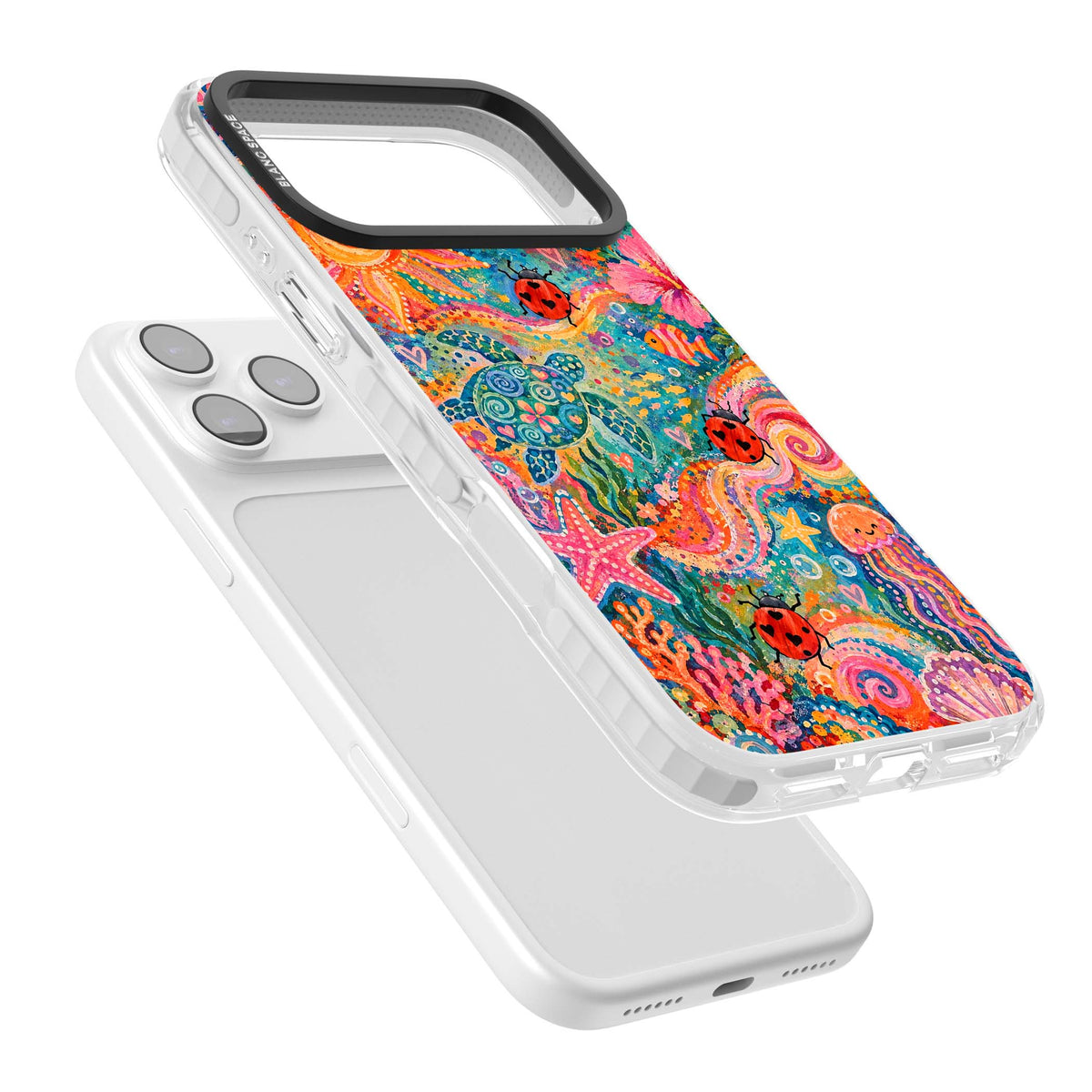 Coral Whimsy for her iPhone case | Black Impact case for iPhone 17 Pro, iPhone 17 Pro Max