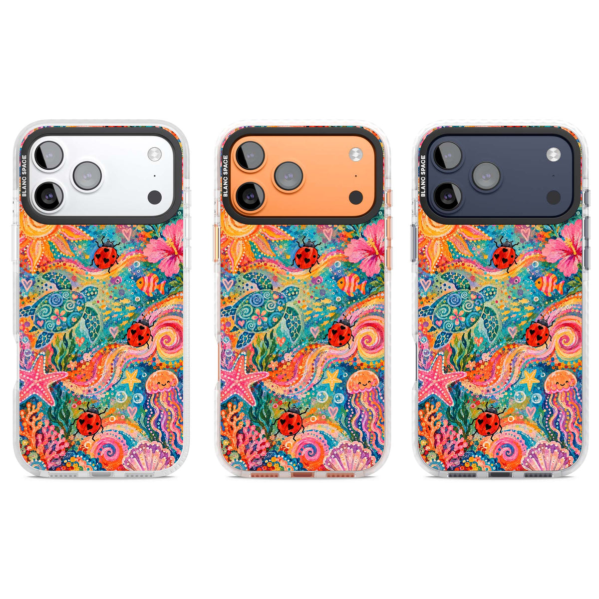 Coral Whimsy for her iPhone case | Black Impact case for iPhone 17 Pro, iPhone 17 Pro Max