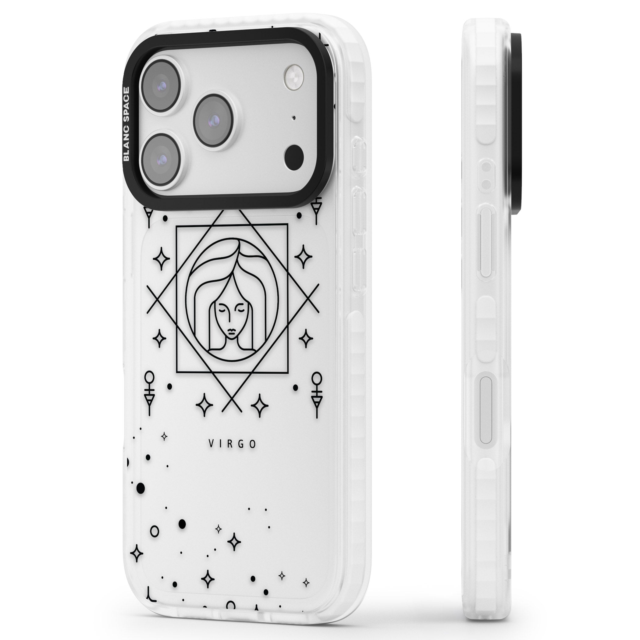 Virgo Emblem iPhone 17 Pro Impact Clear Phone Case Side Profile