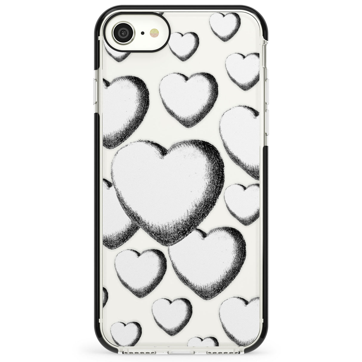 Hand-Drawn Hearts Impact Phone Case for iPhone SE