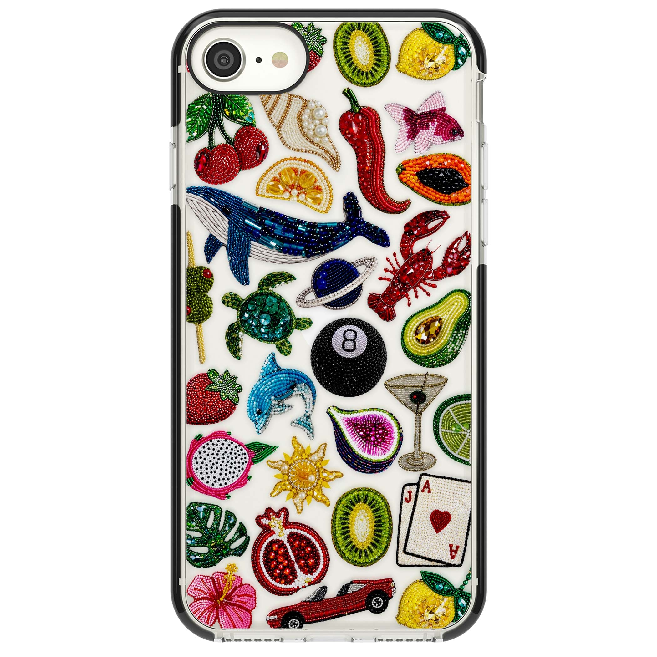 Beaded Mix cute iPhone case | Black Impact case for iPhone SE