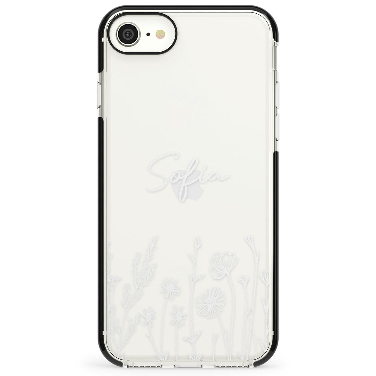 Personalised White Wildflowers Impact Phone Case for iPhone SE