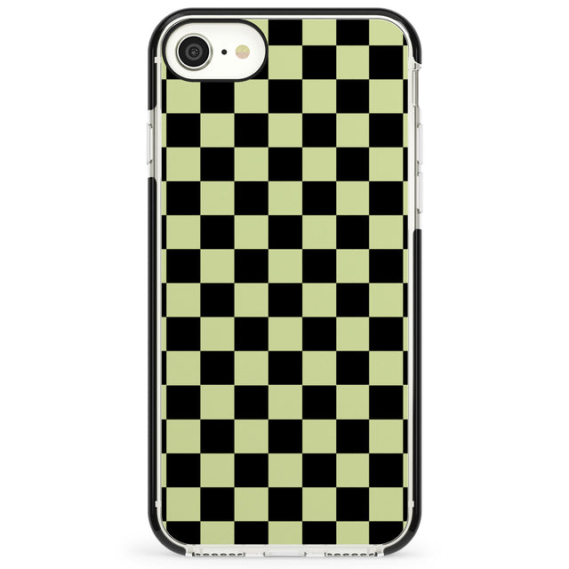 Black & Lime Check Impact Phone Case for iPhone SE