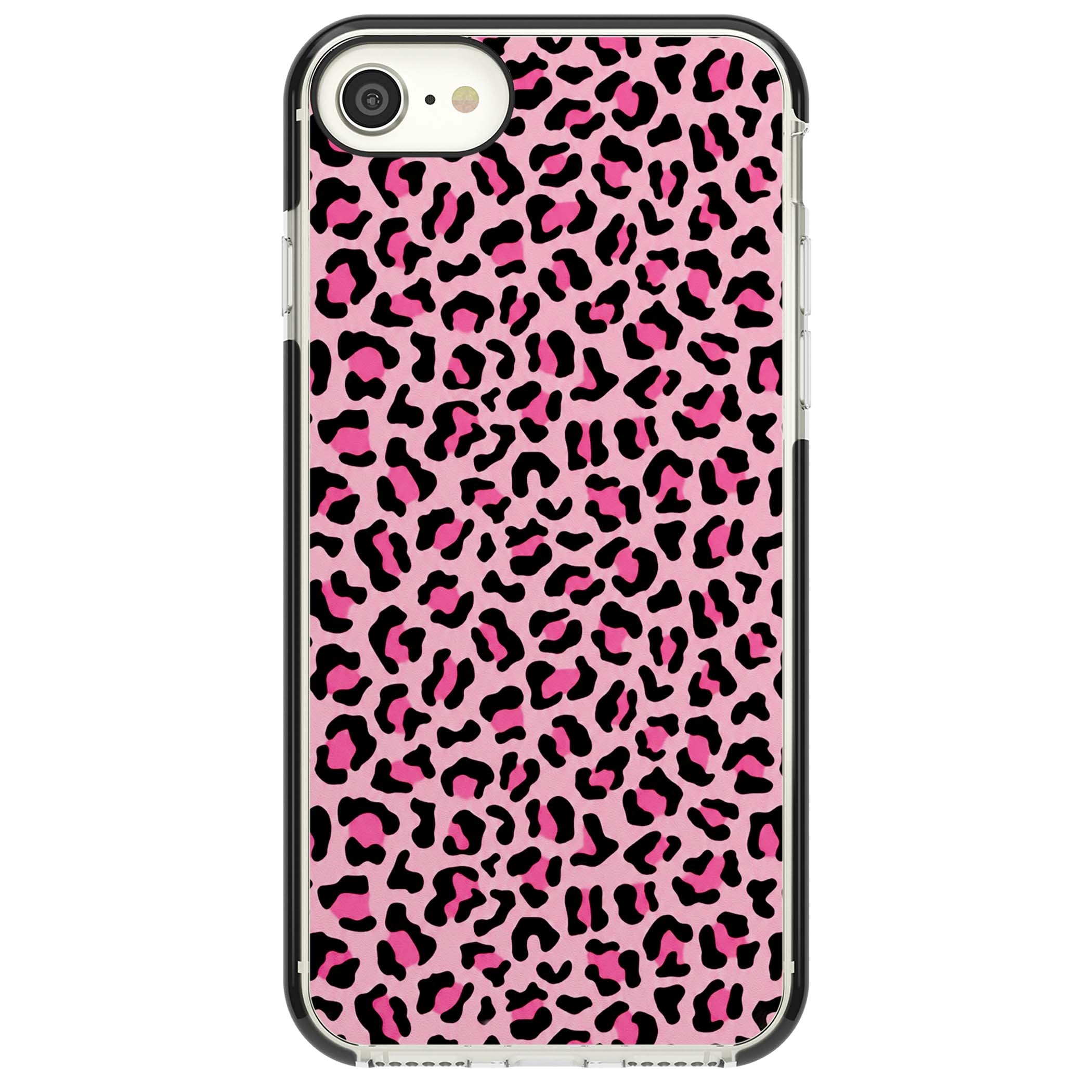 Pink Leopard baddie iPhone case | Black Impact case for iPhone SE