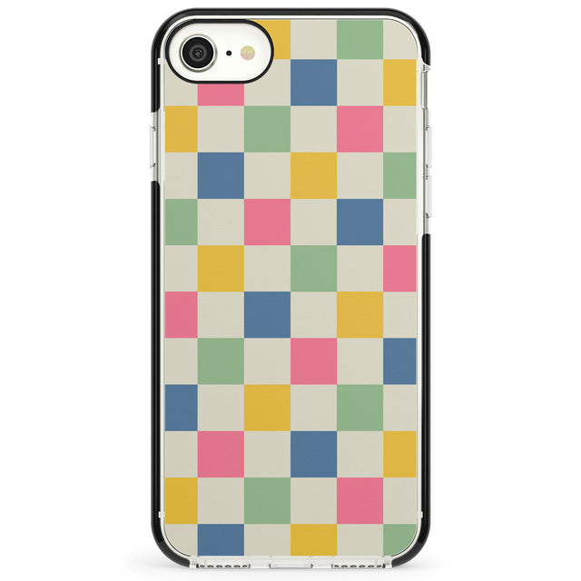 Pastel Multicolor Checkered Impact Phone Case for iPhone SE