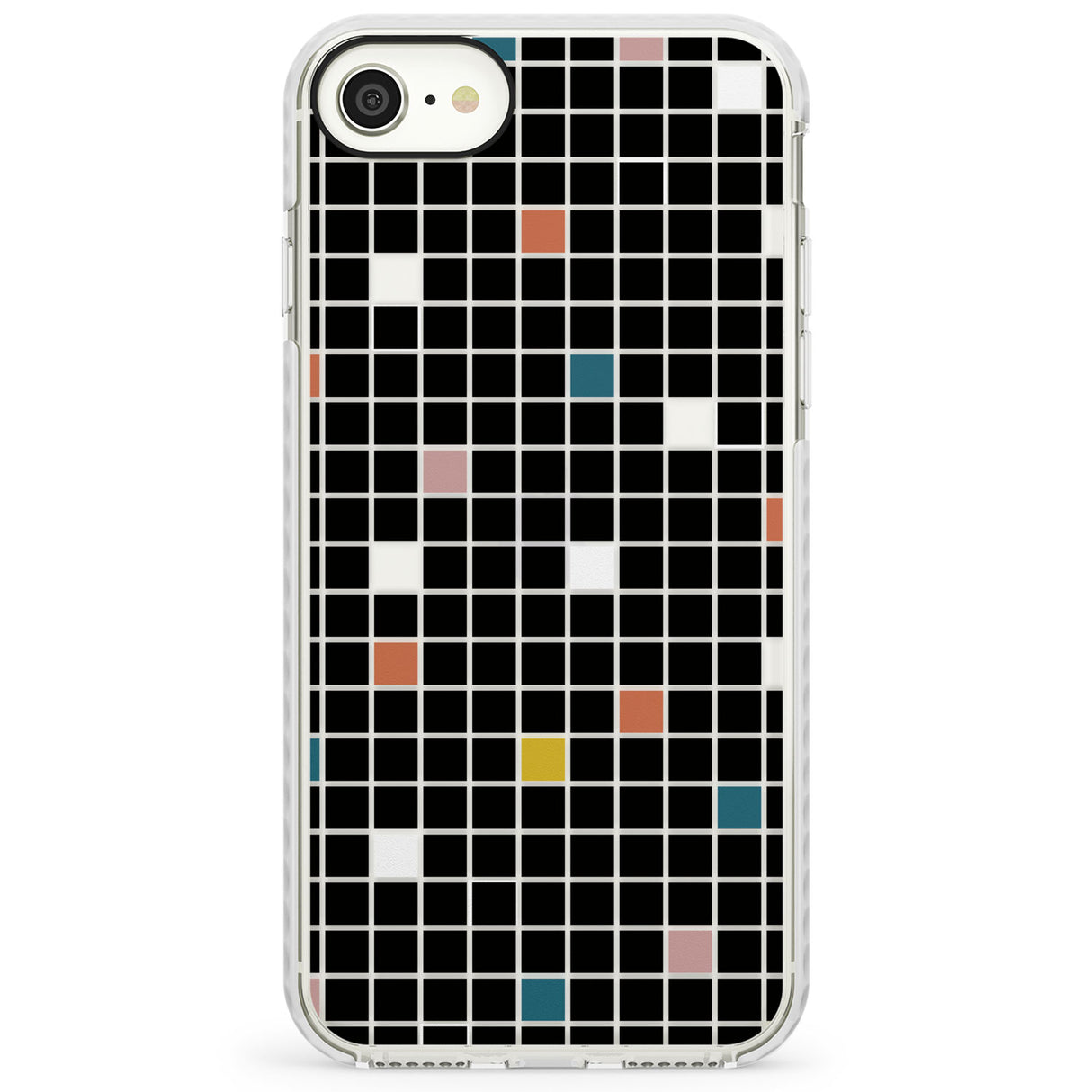 Earthtone Black Geometric GridImpact Phone Case for iPhone SE