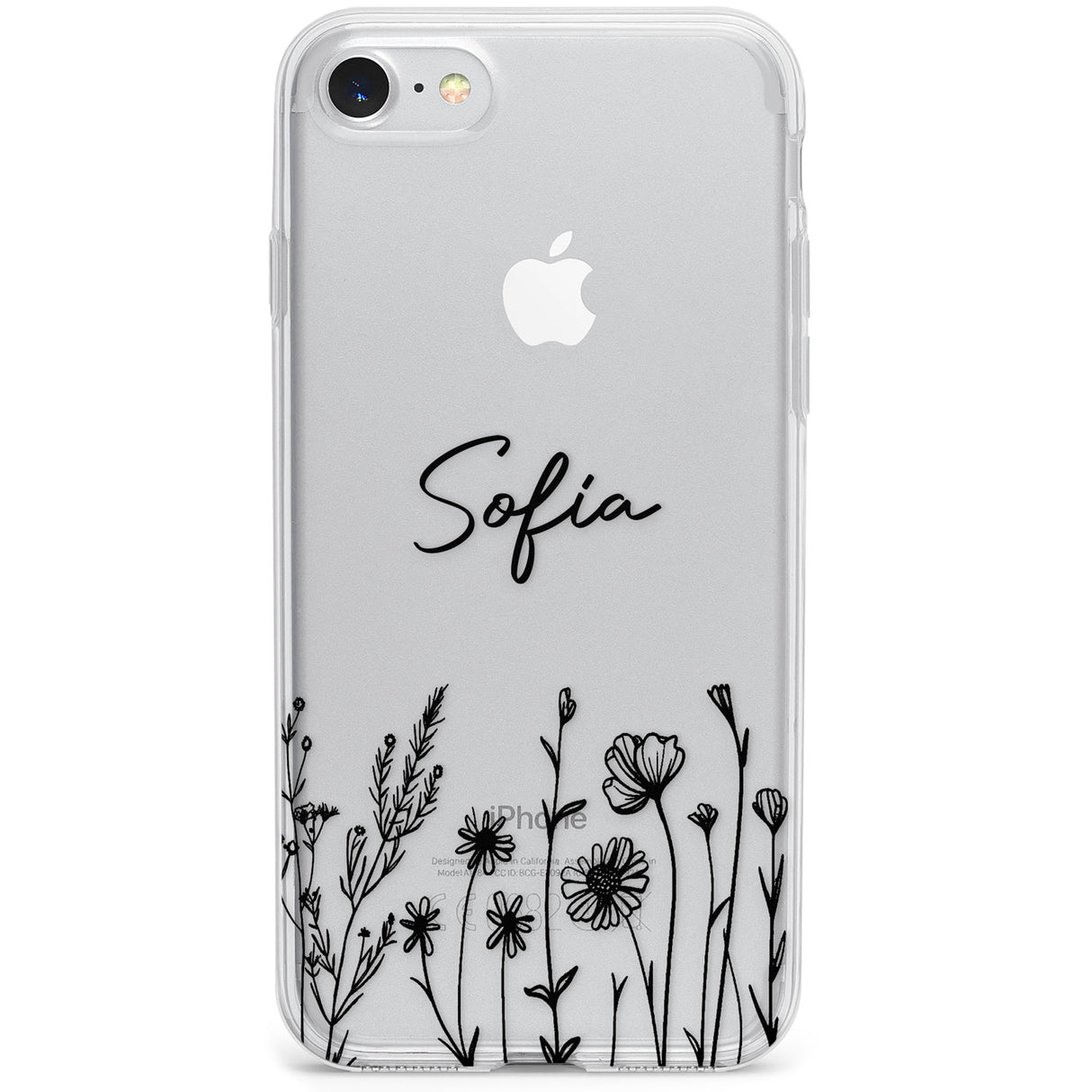 Personalised Black Wildflowers Phone Case for iPhone SE 2020, iPhone SE 2022