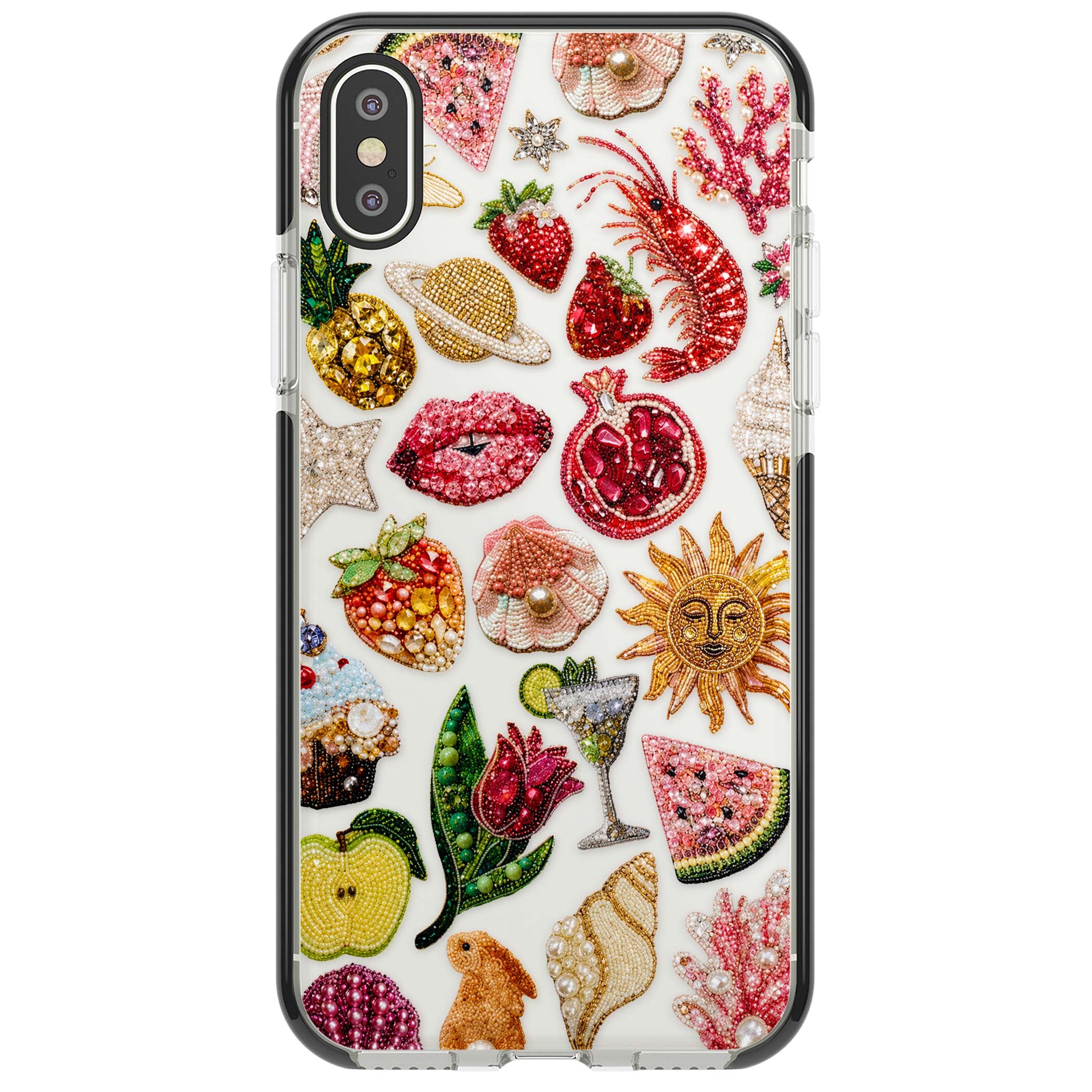 Beaded Riviera coquette iPhone case | Black Impact case for iPhone X, iPhone XS Max, iPhone XR