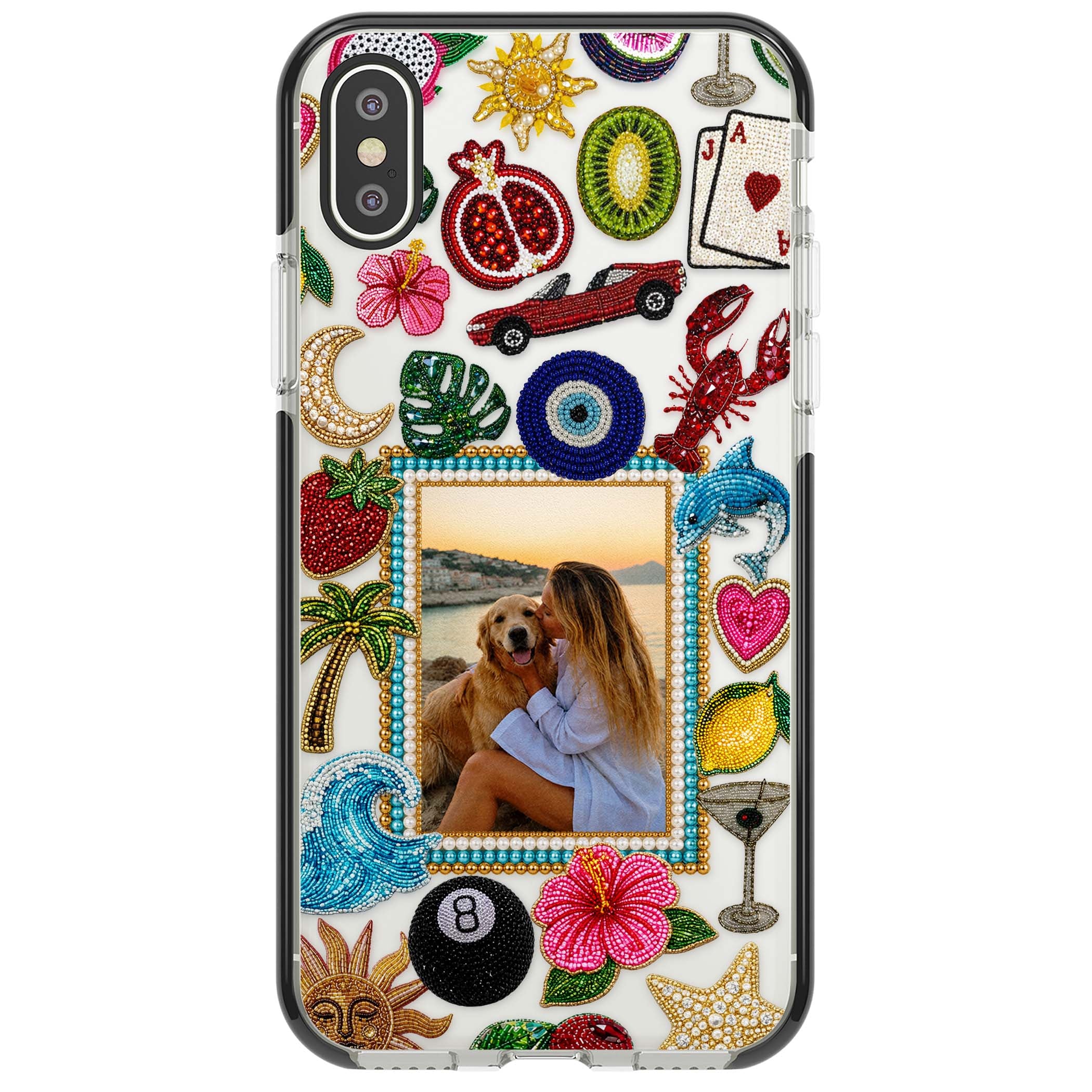 Beaded Photo coastal iPhone case | Black Impact case for iPhone X, iPhone XS Max, iPhone XR