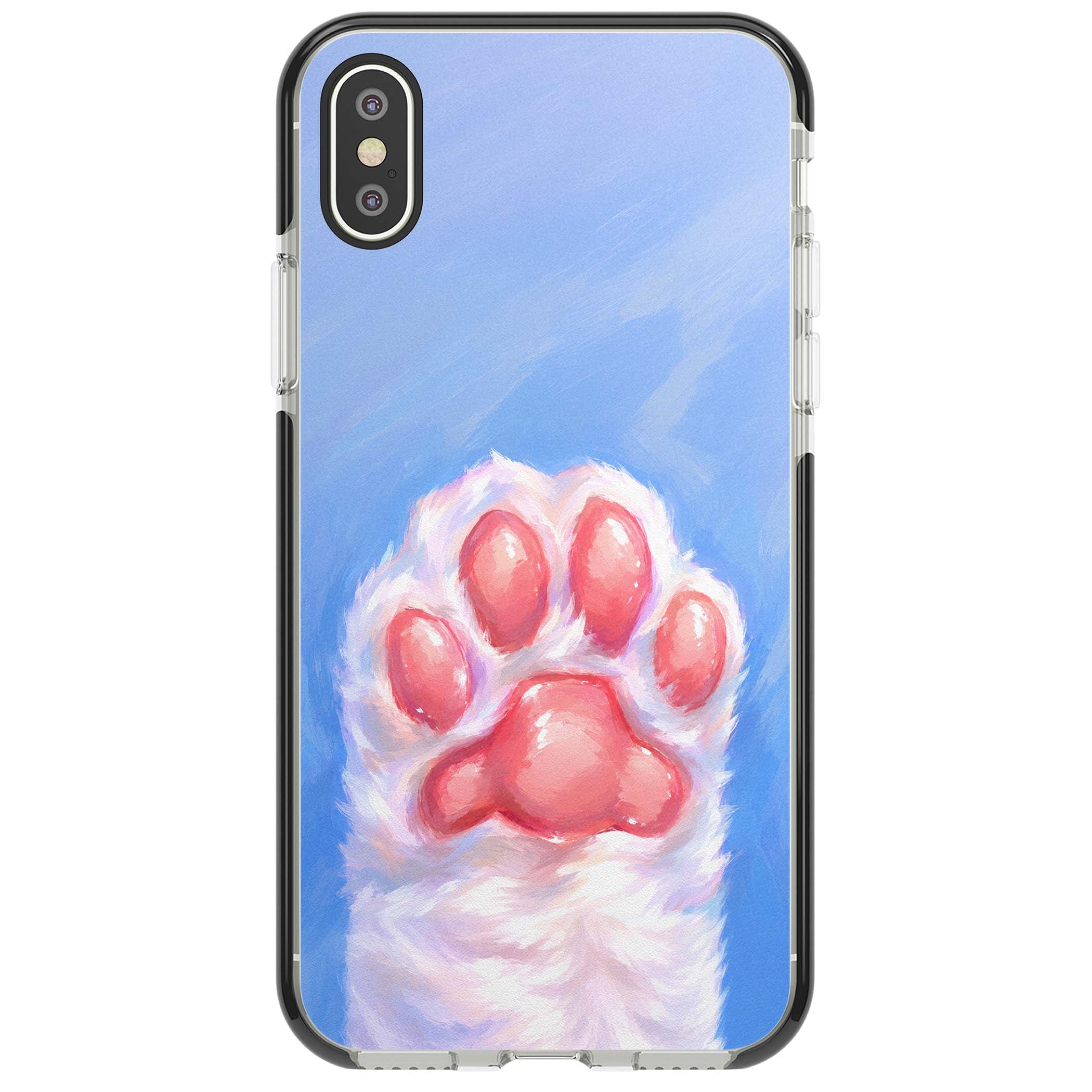Soft White Paw cute iPhone case | Black Impact case for iPhone X, iPhone XS Max, iPhone XR