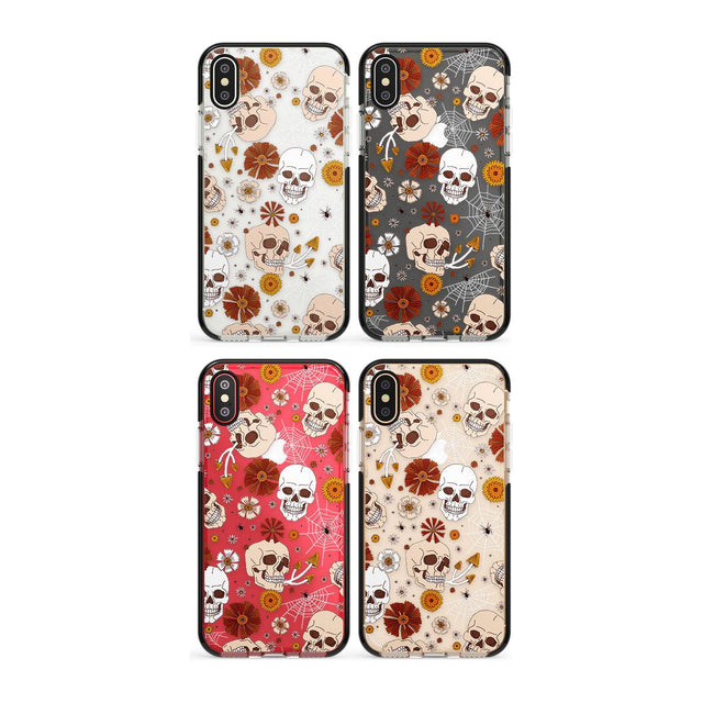 Halloween Skulls and Flowers Phone Case for iPhone X XS Max XR