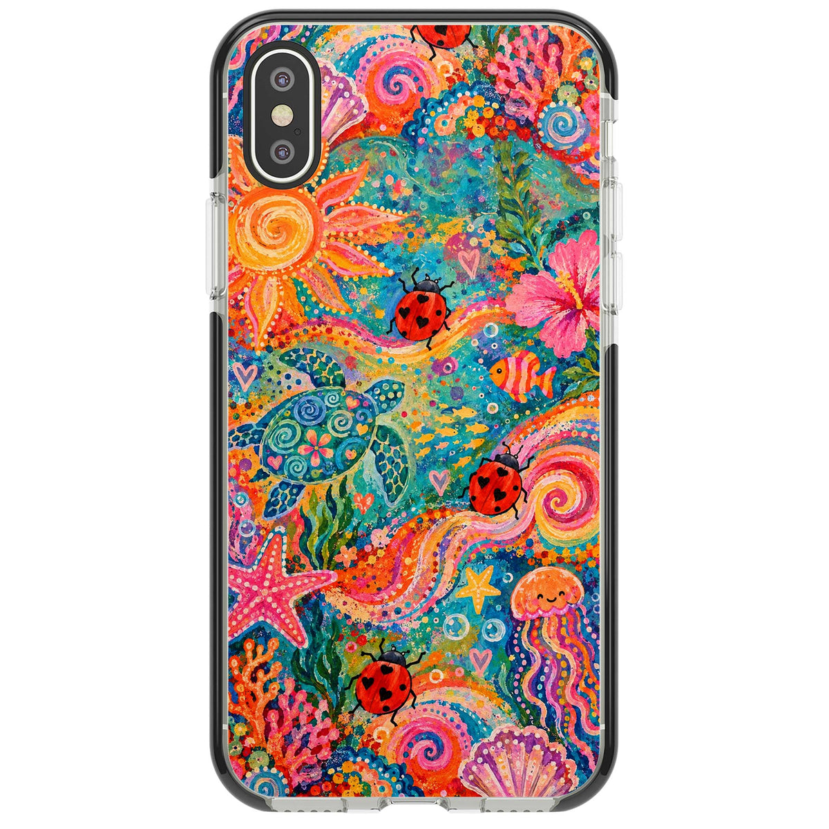Coral Whimsy for her iPhone case | Black Impact case for iPhone X, iPhone XS Max, iPhone XR